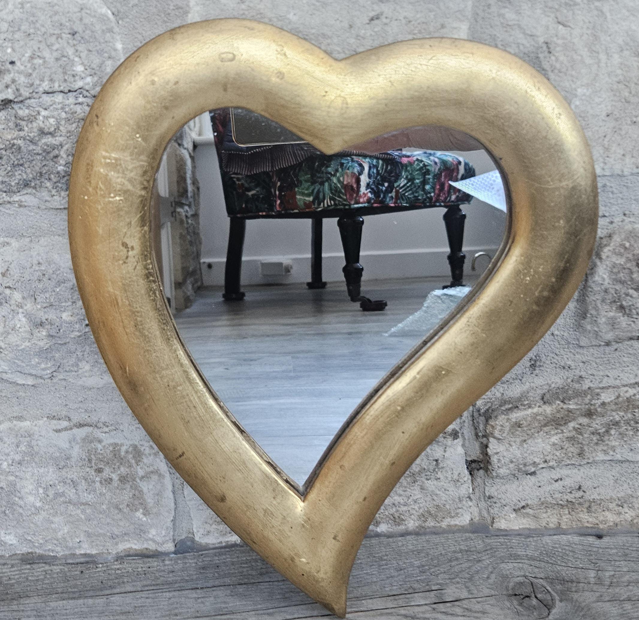 Vintage Gold Framed Heart Wall Mirror 31cm X 27cm