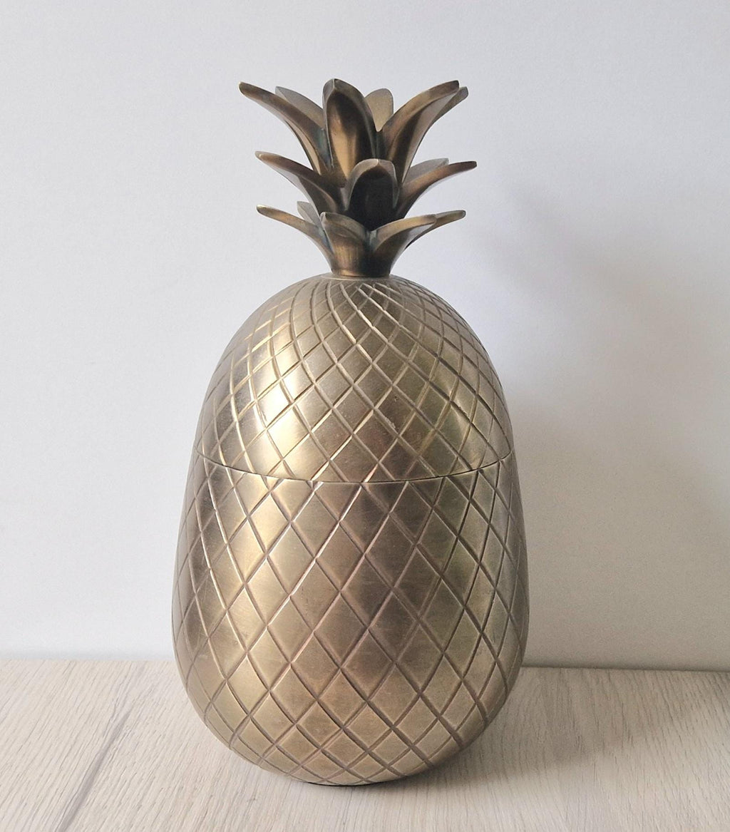 Vintage 1980s Extra Large Gold Metal Pineapple Ice Bucket 30cm