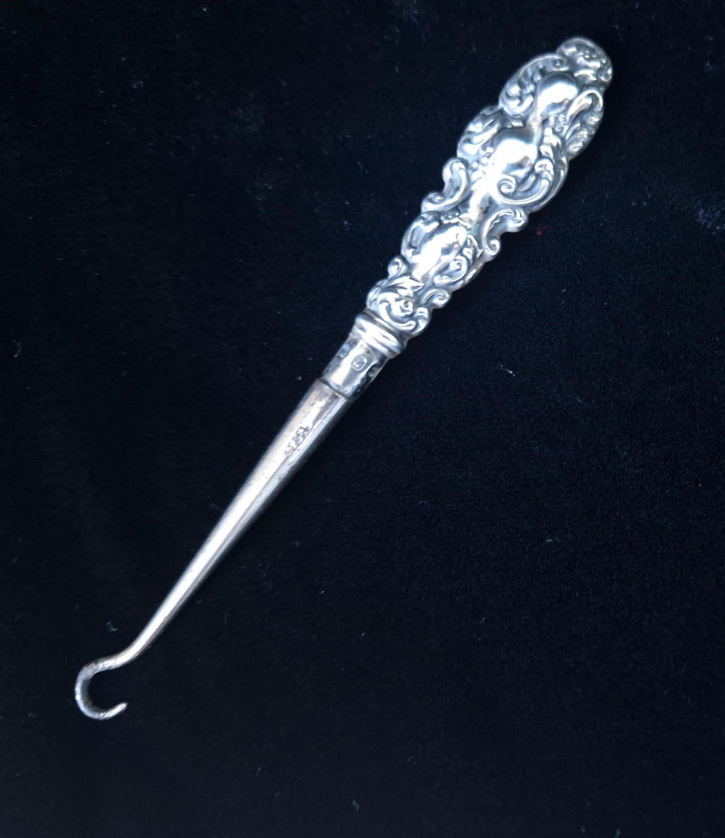 Antique Sterling Silver Button Puller Full Hallmarks Sheffield C1892
