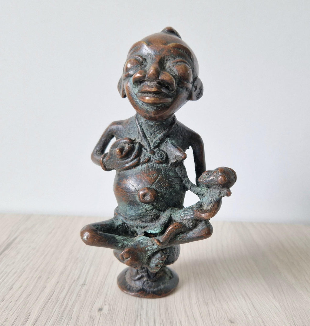 Antique African Tikar Cameroon Cast Bronze Fertility Motherhood Maternity Figure Statue