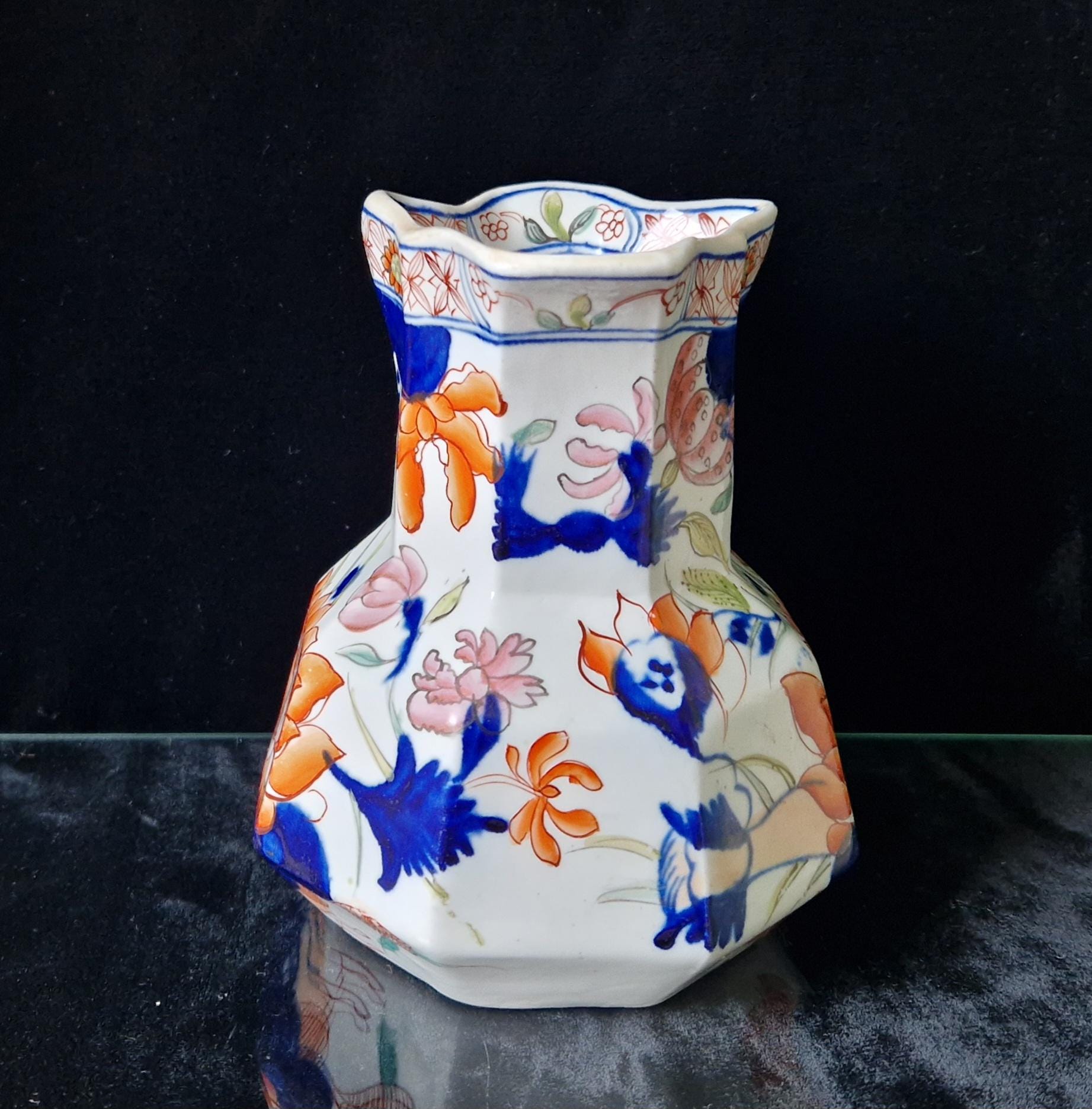 Early Mason's Ironstone China Imari Hydra Octagonal Jug Pitcher 5inch C1820 Incised 2-Line Mark