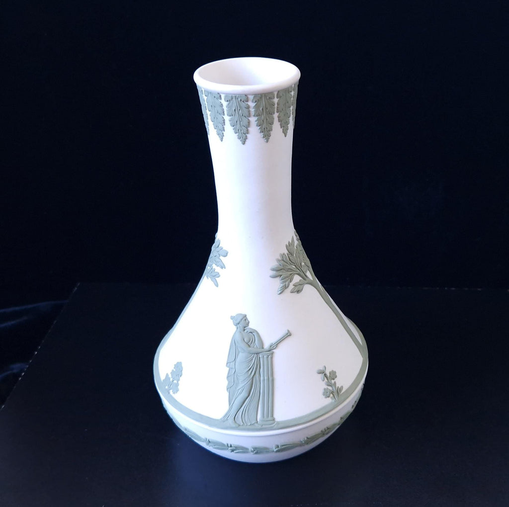 Vintage Wedgwood Jasperware Sage on White Parnassus Vase