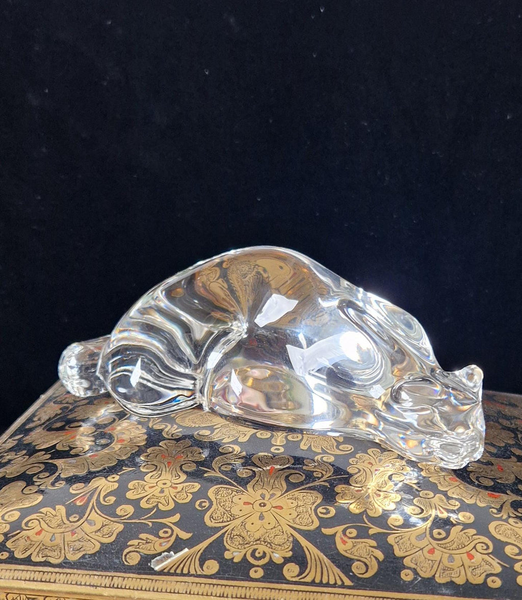 Steuben Roman Cat Crystal Hand Cooler Art Glass 8389 Paperweight Susan Smyly 1979