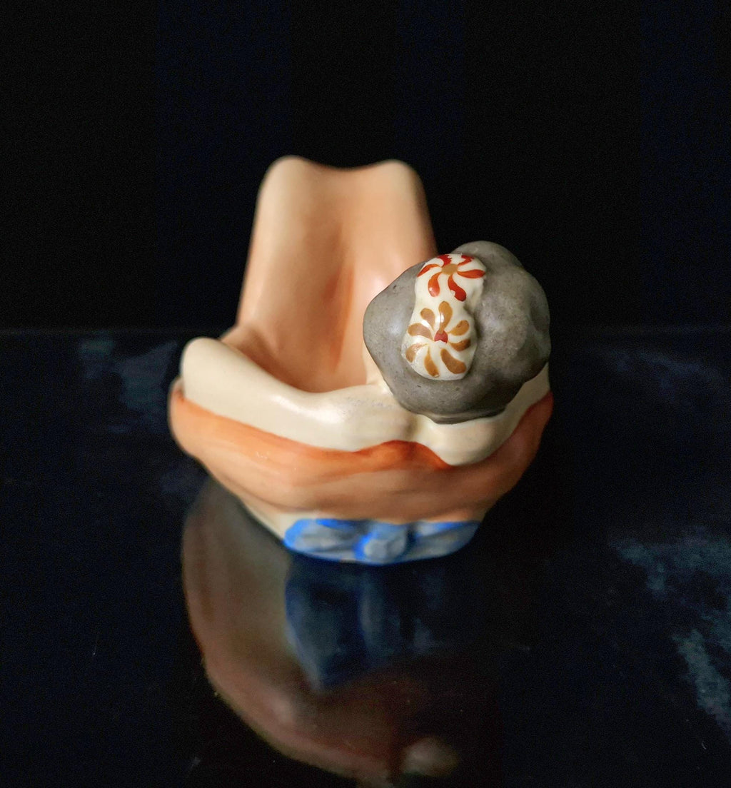 Vintage Czechoslovakian Hand Painted Ceramic Lying Geisha Figural Dish