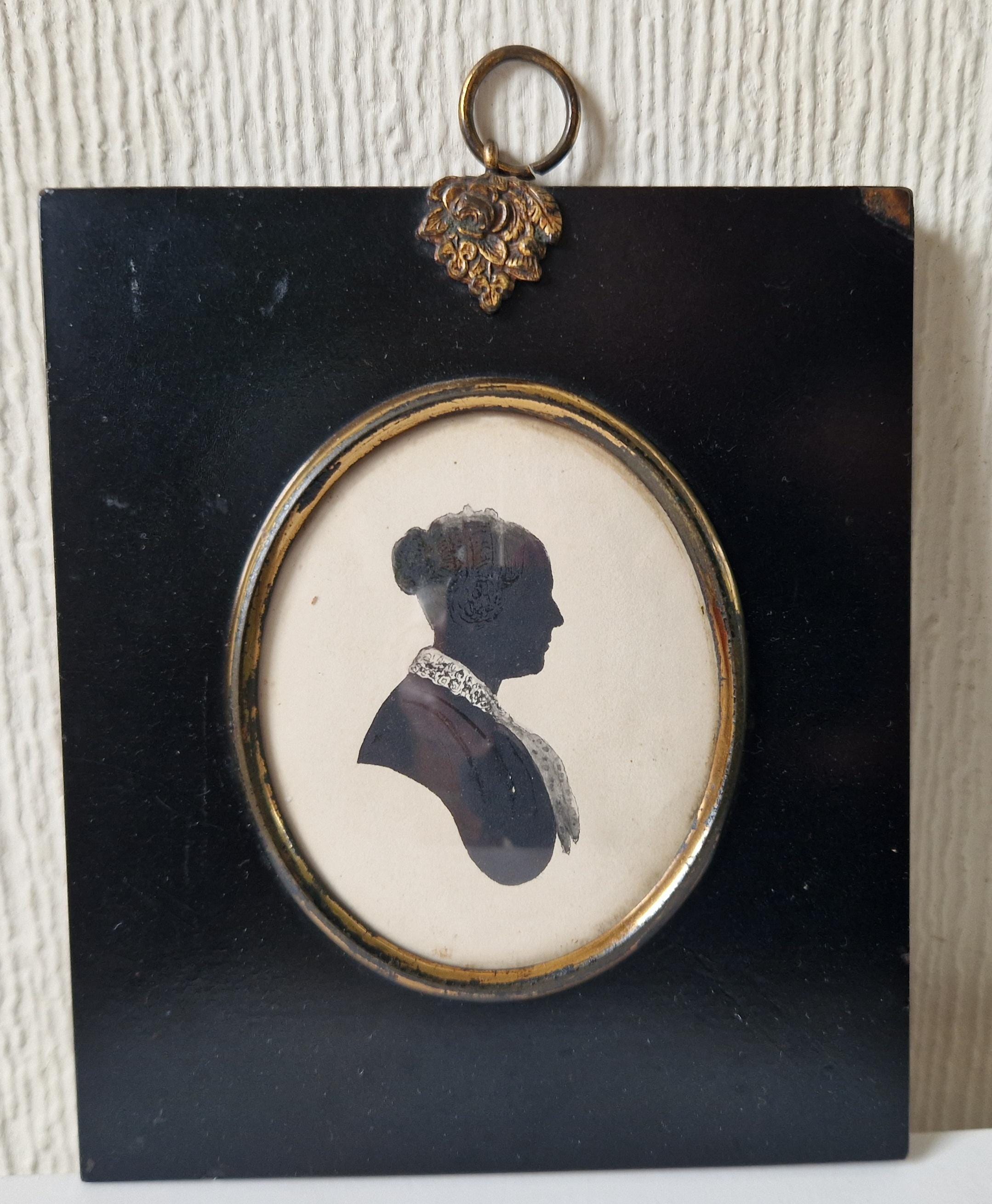 Fine Early 19th Century Silhouette 'Shade' Miniature Portrait Of A Mature Gentlewoman Framed