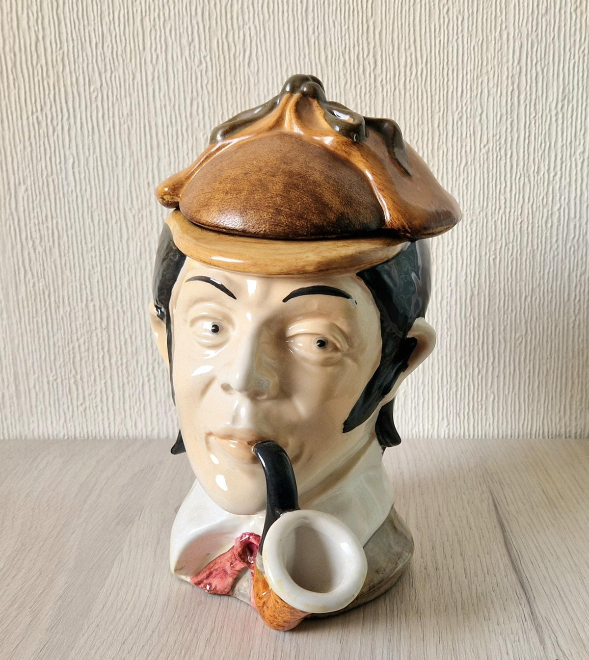 Rare Vintage Sherlock Holmes Figural Ceramic Tobacco/Cookie Jar 23cm