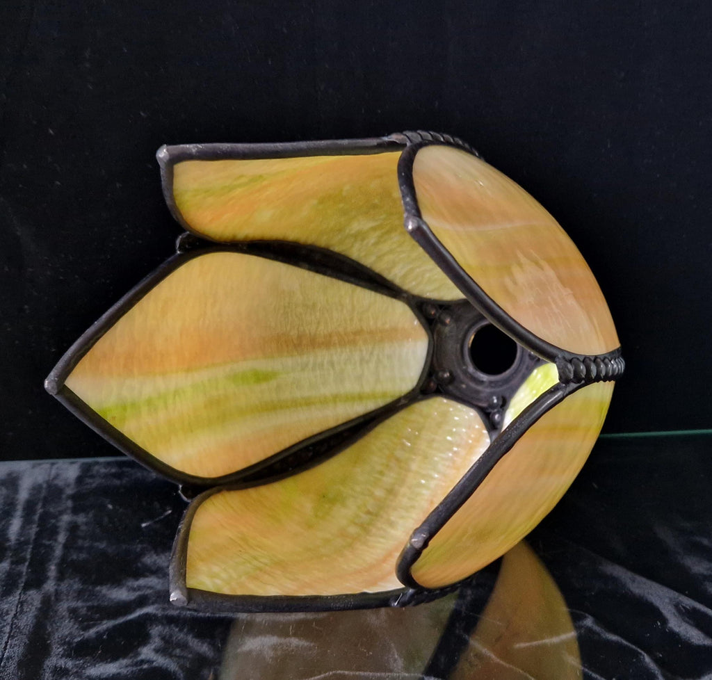 Vintage Tiffany-Style Slag Glass 5 Panel Tulip Lamp Shade 20cm