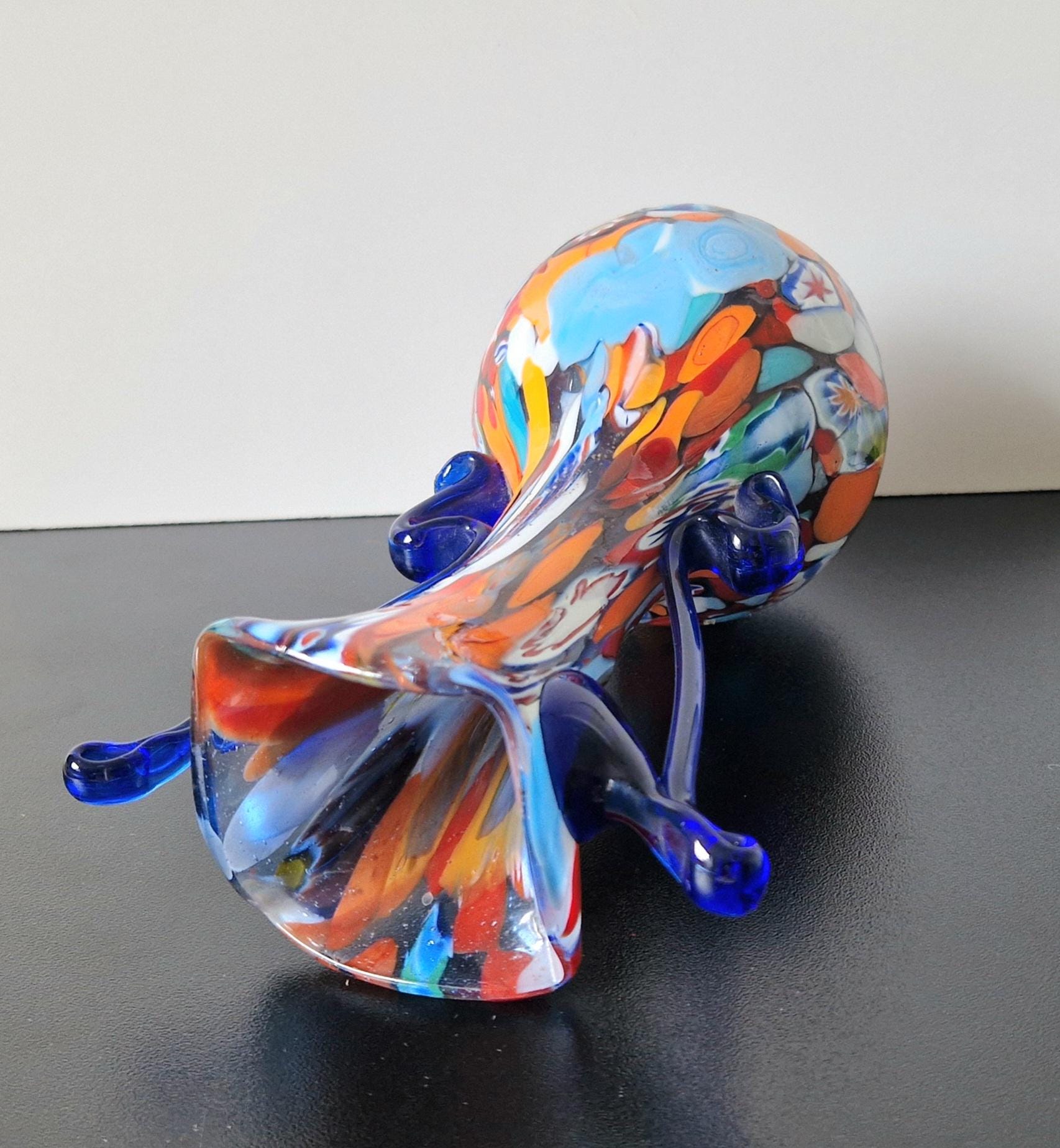 Fratelli Toso Vase Carnivale Millifiore Hand Blown Murano Glass Vase 1950's