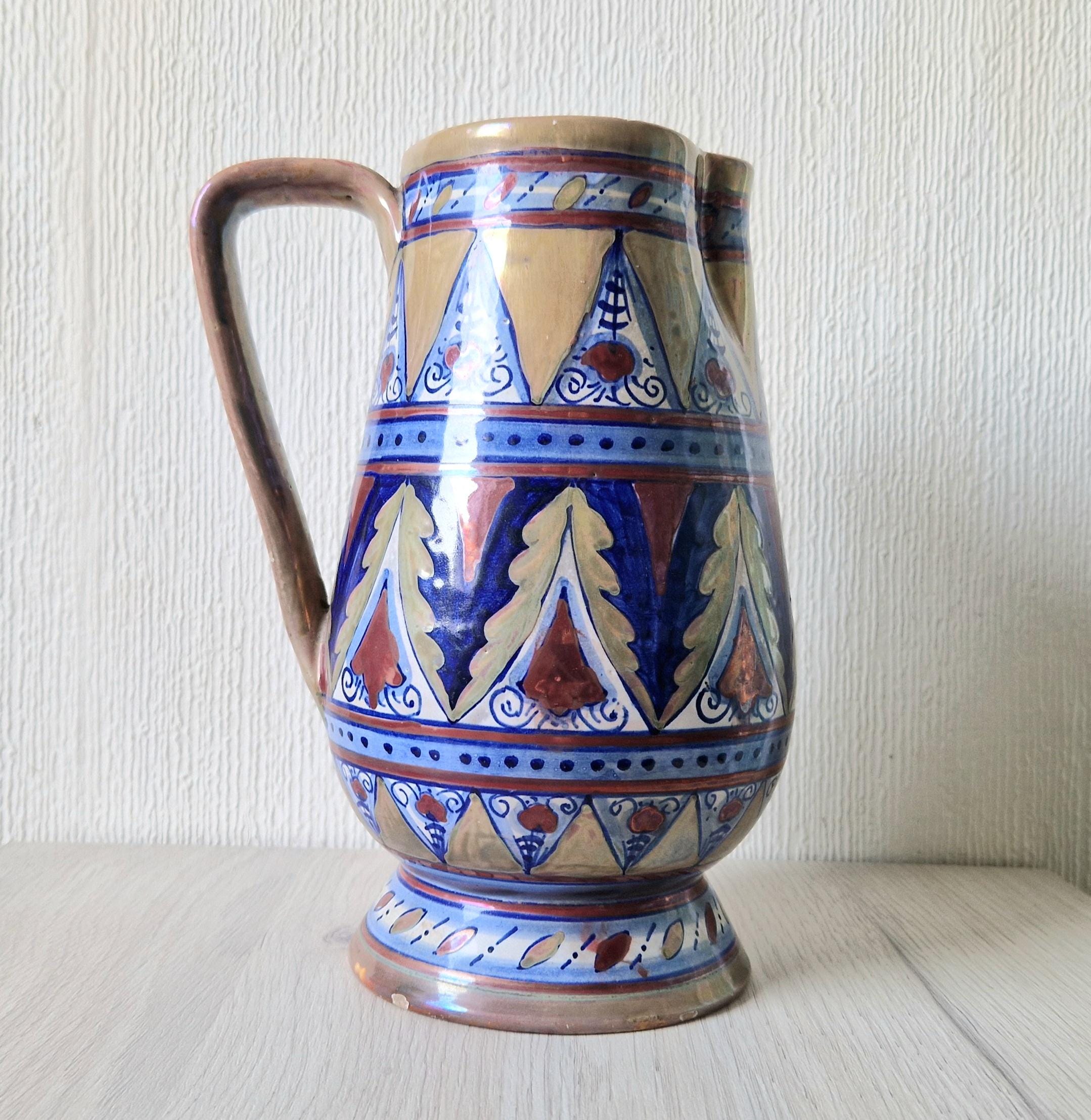 Art Deco Alberto Rubboli Italian Majolica Pitcher Jug Gualdo Tadino Italy Antique 1920