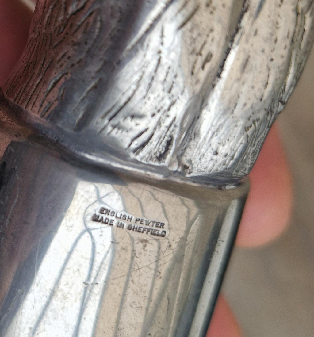 Vintage English Sheffield Pewter Silver Plated Fox Head Stirrup Cup