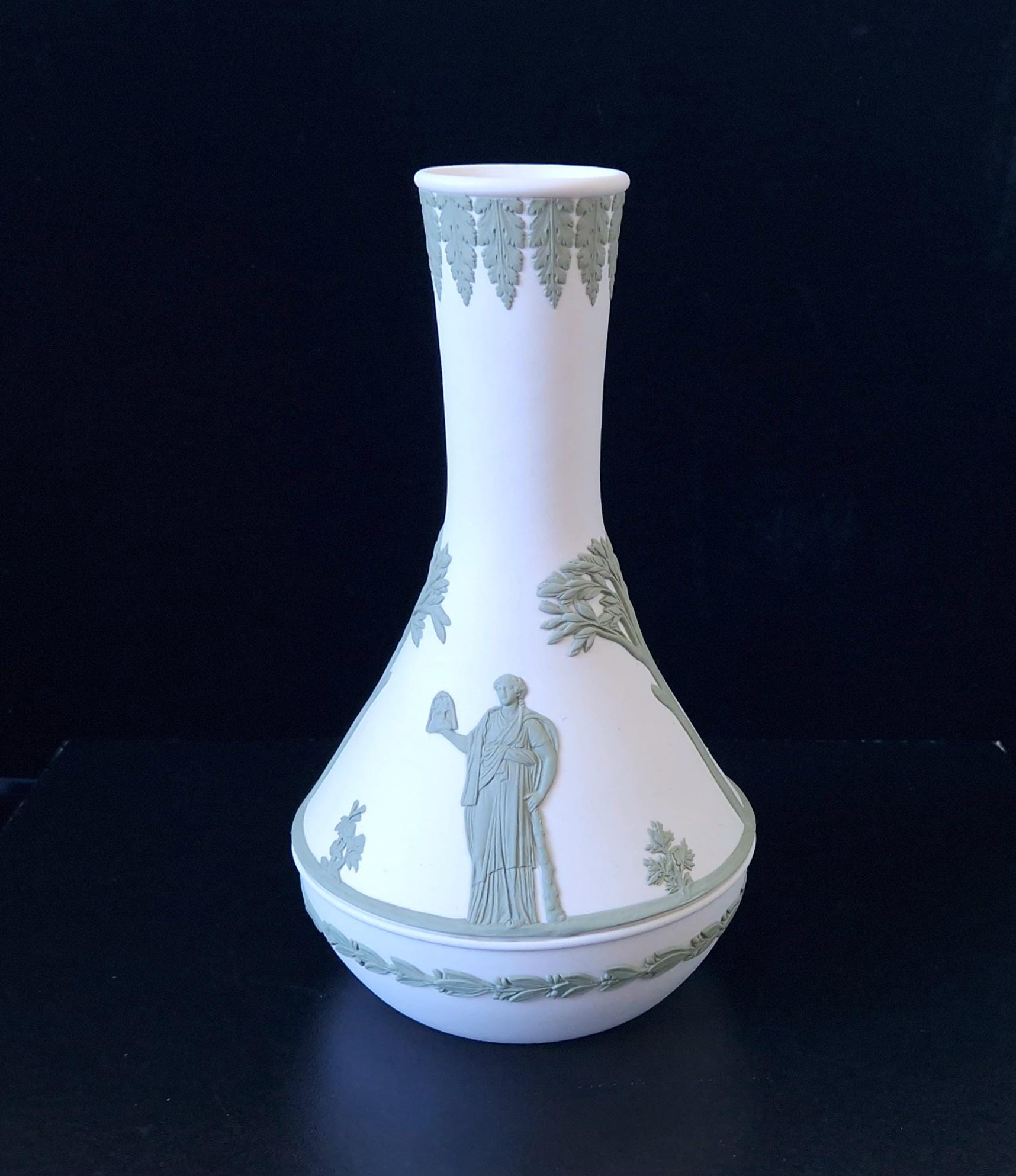 Vintage Wedgwood Jasperware Sage on White Parnassus Vase