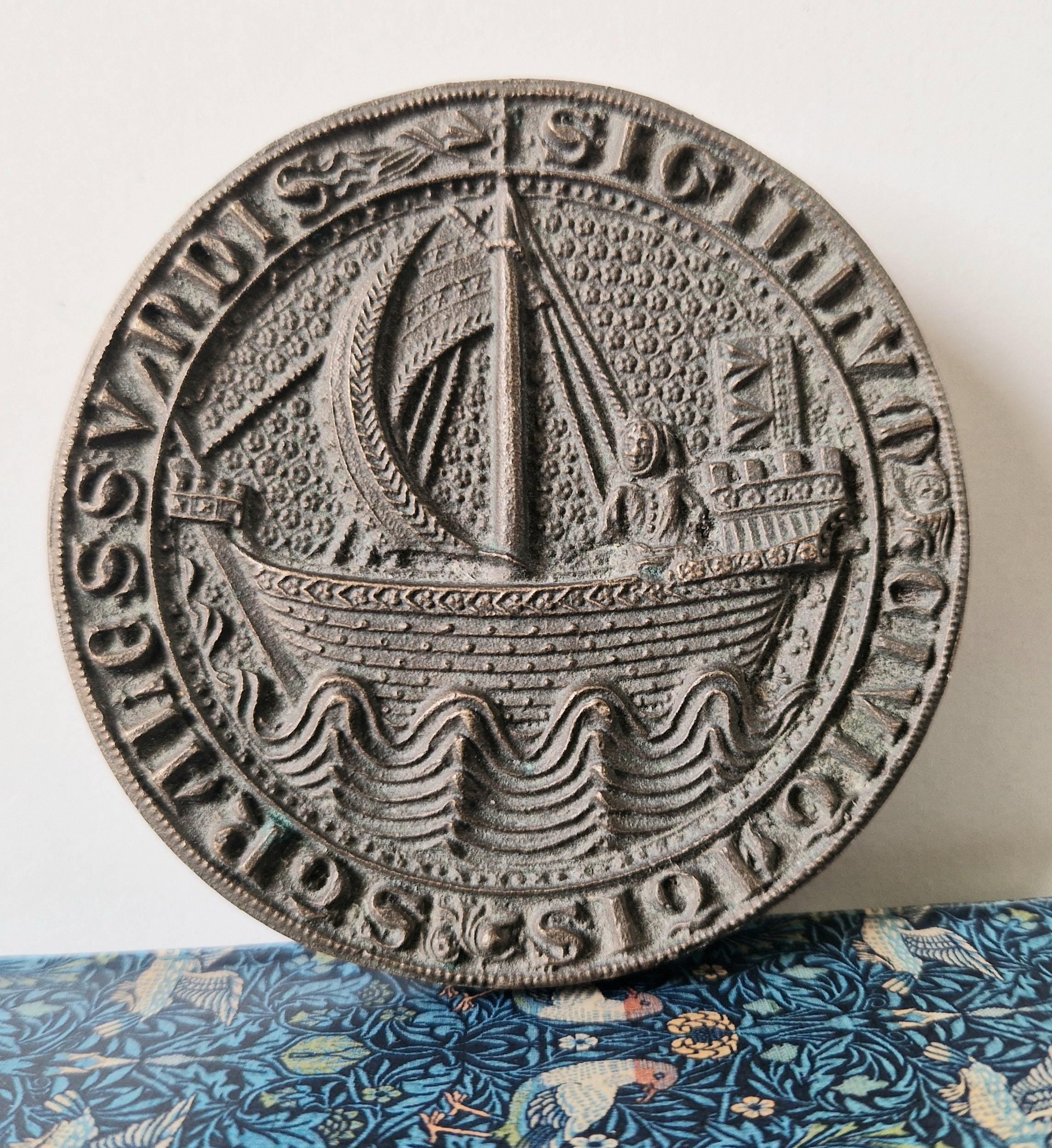 Rare Stralsund Hanseatic League Medieval 1329 Solid Cast Bronze Seal Reproduction 991g
