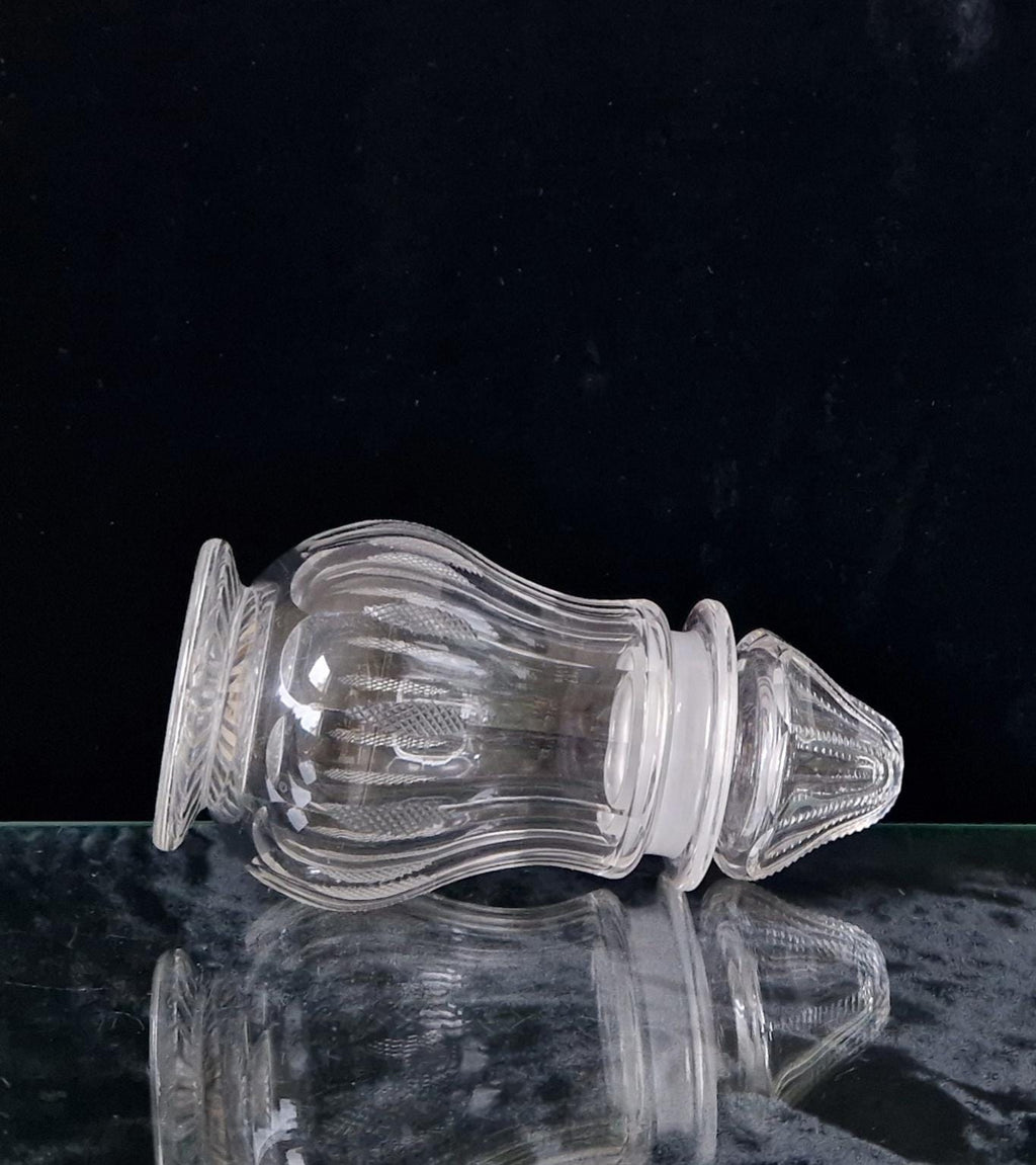 Antique Georgian Panel Cut Glass Bell Lidded Apothecary Jar 17cm