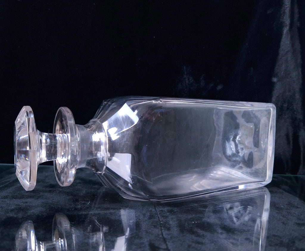 Antique Rectangular Spirit Decanter With Petal-Cut Shoulders & Octangon Stopper