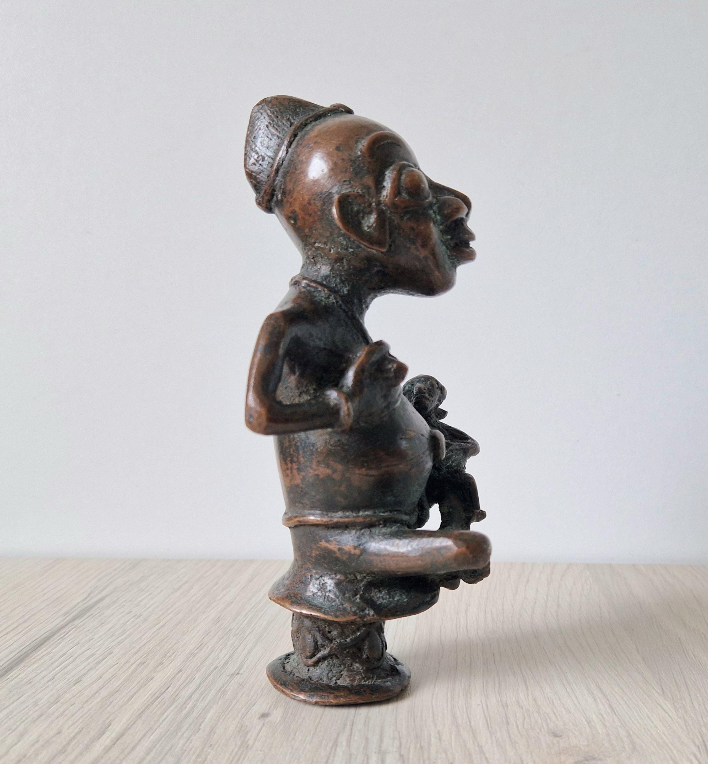 Antique African Tikar Cameroon Cast Bronze Fertility Motherhood Maternity Figure Statue