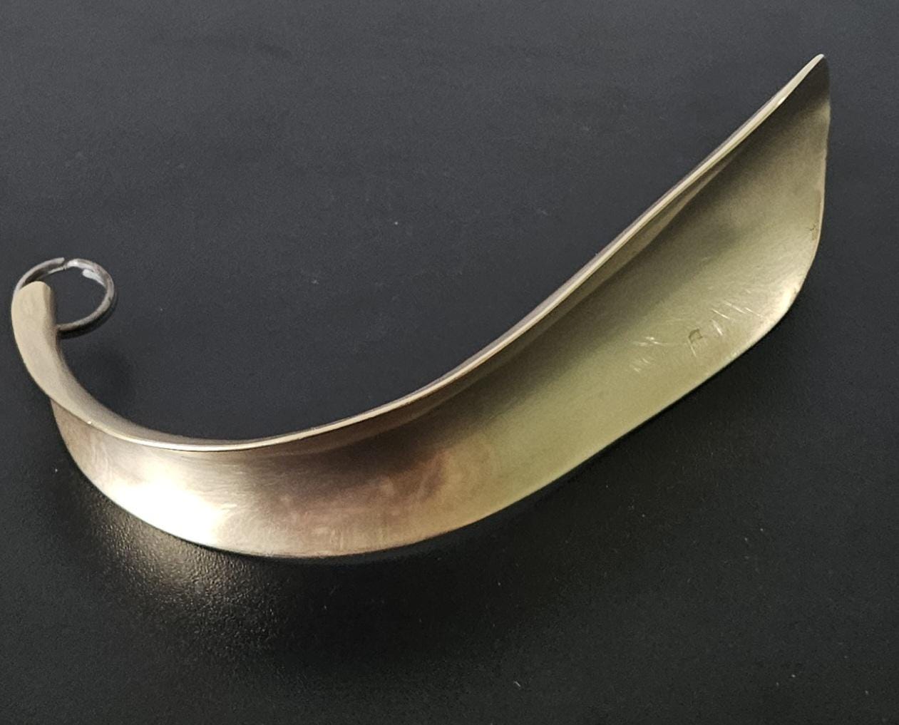 Vintage Solid Brass Curved Short Shoehorn Rare Shoe Horn