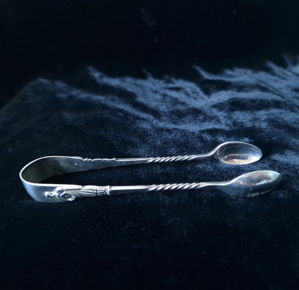 Fine Solid Silver Apostle Sugar Tongs by James Dixon & Sons Ltd 1946. Sheffield