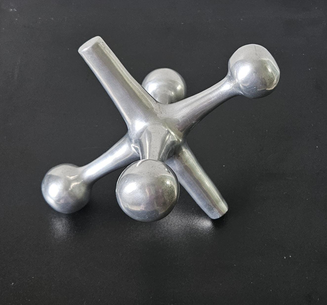 Vintage Oversized Aluminium Jack Sculpture: MCM Ornament