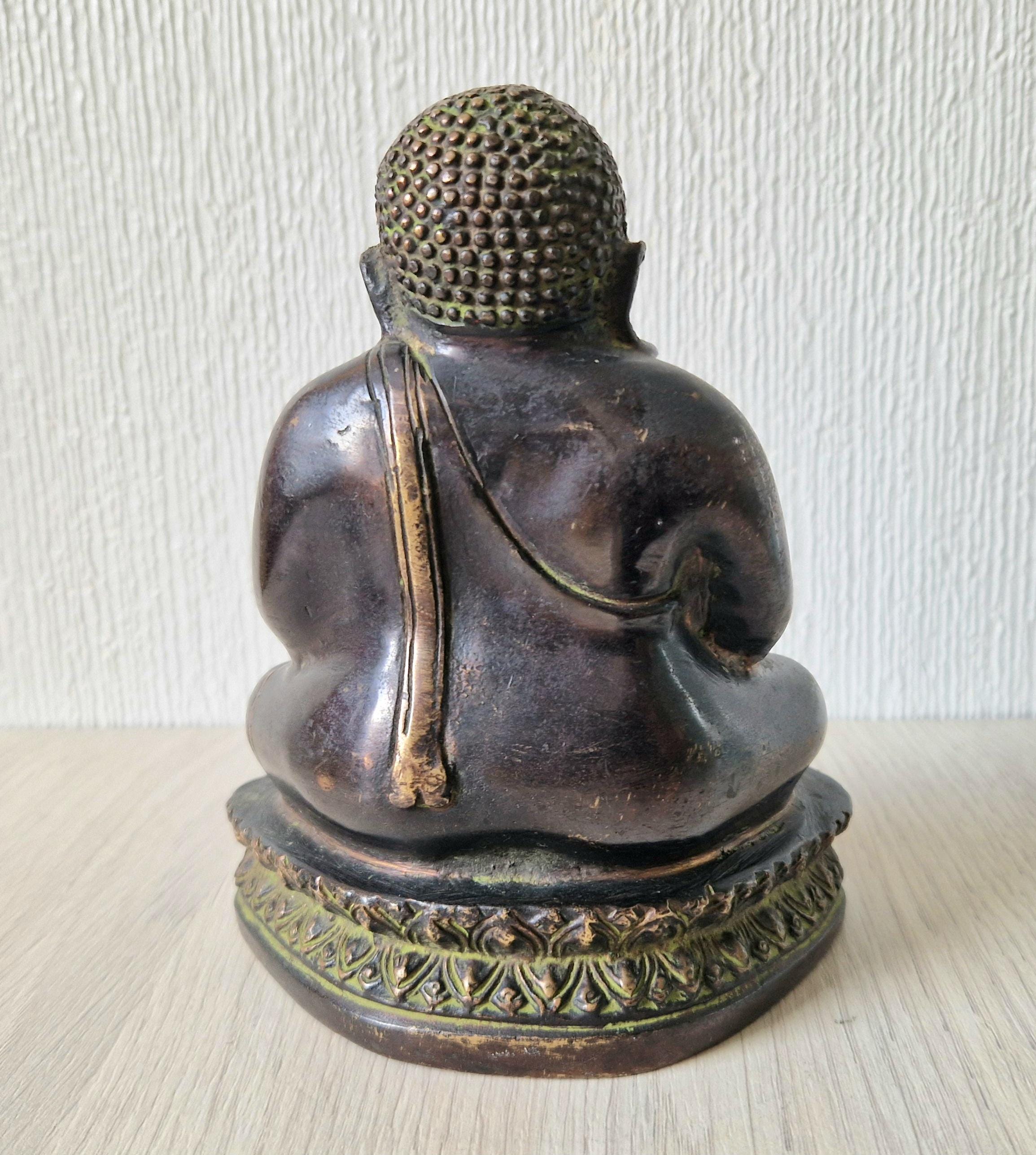 19th Century Bronze Sculpture of Phra Sangkachai Thai Buddhist Seated Diety