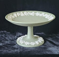 Vintage Wedgwood Sage Green Jasperware Pedestal Compote - Made in England