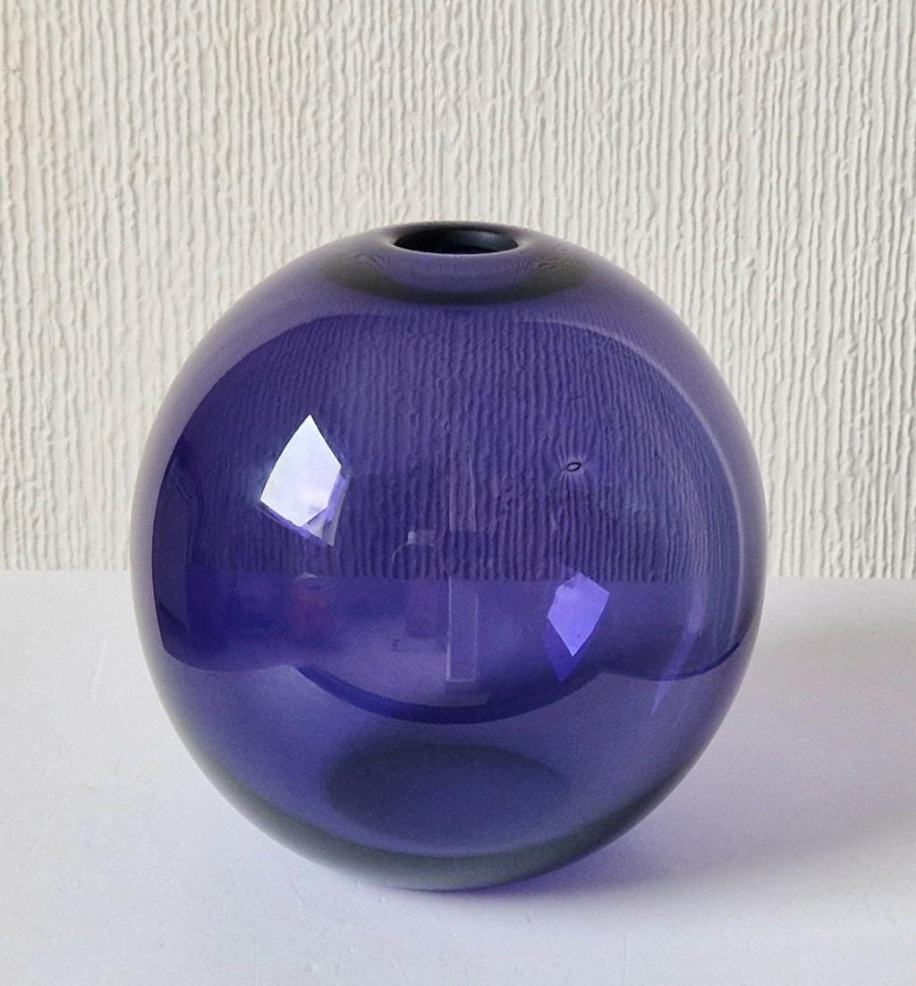 Vintage Purple Loco Art Glass Bulb Designer Vase Signed 2006