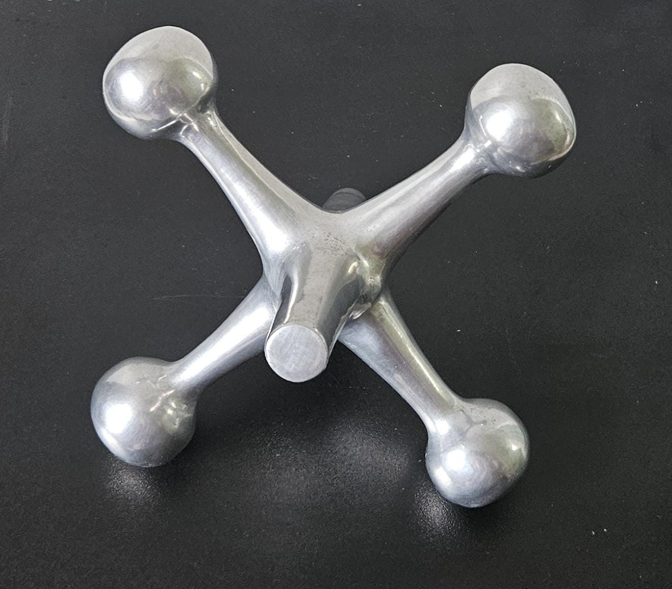 Vintage Oversized Aluminium Jack Sculpture: MCM Ornament