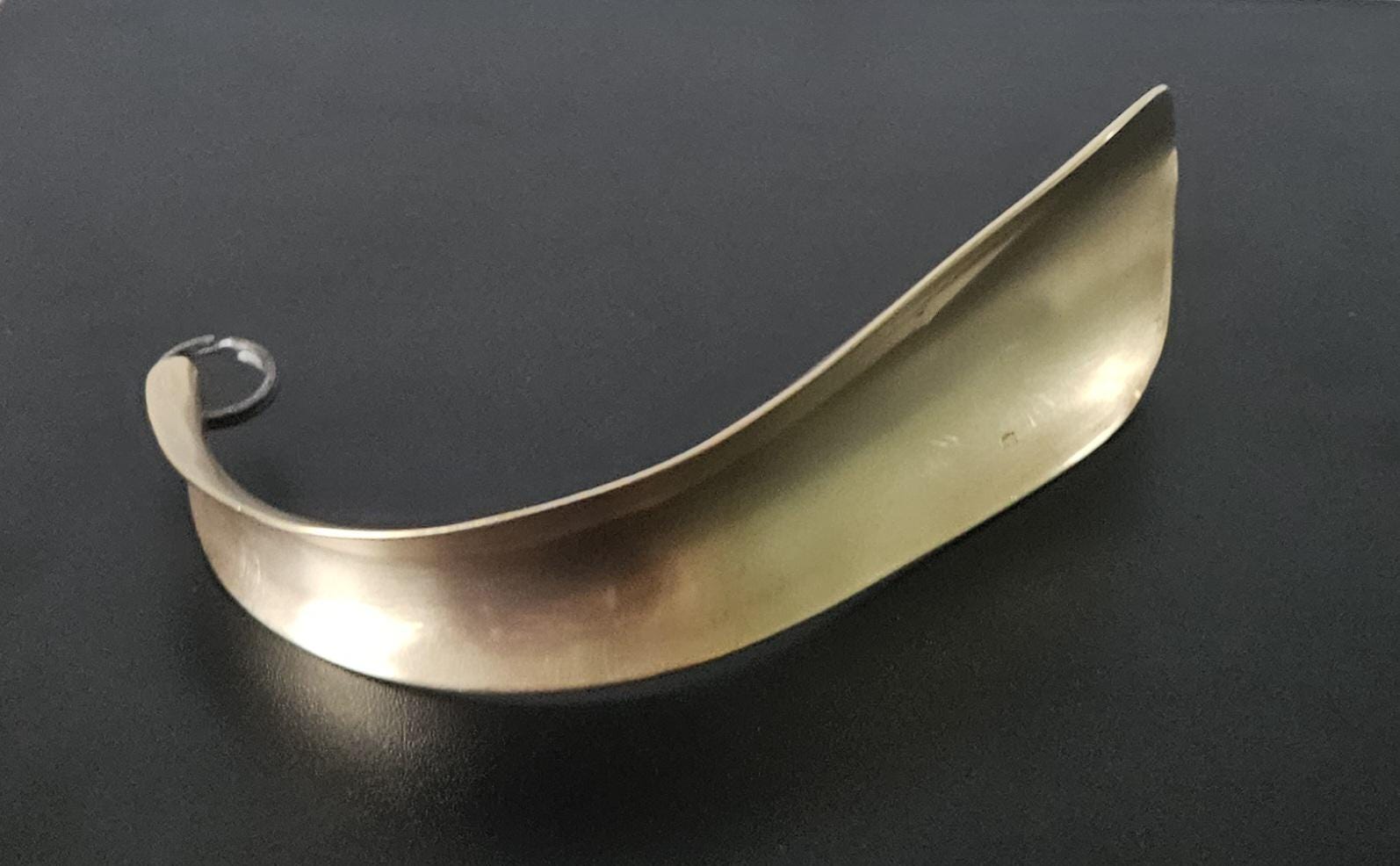 Vintage Solid Brass Curved Short Shoehorn Rare Shoe Horn