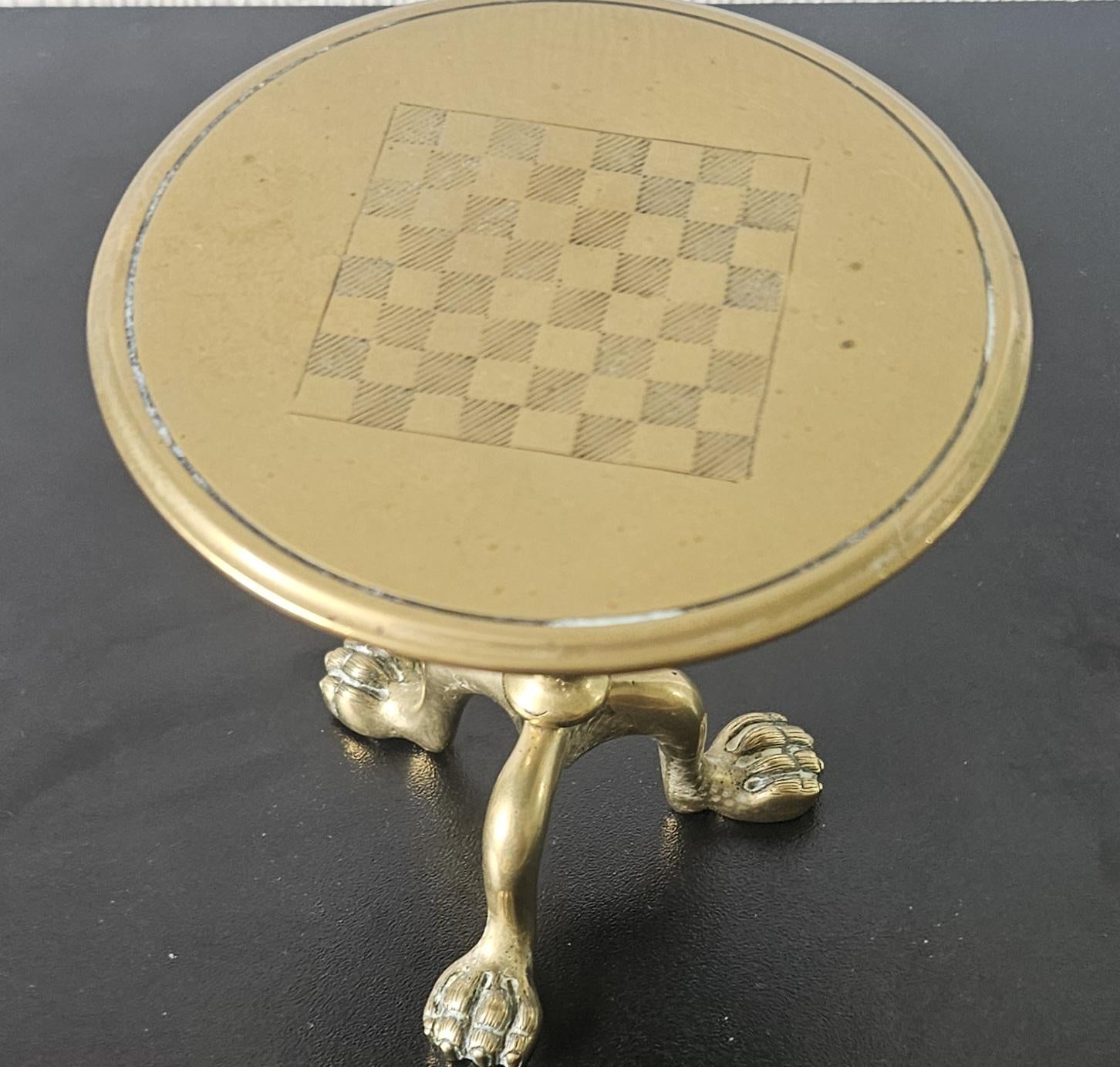 Antique Victorian Brass Miniature Games Table Candle Reflector: Ball & Claw Feet