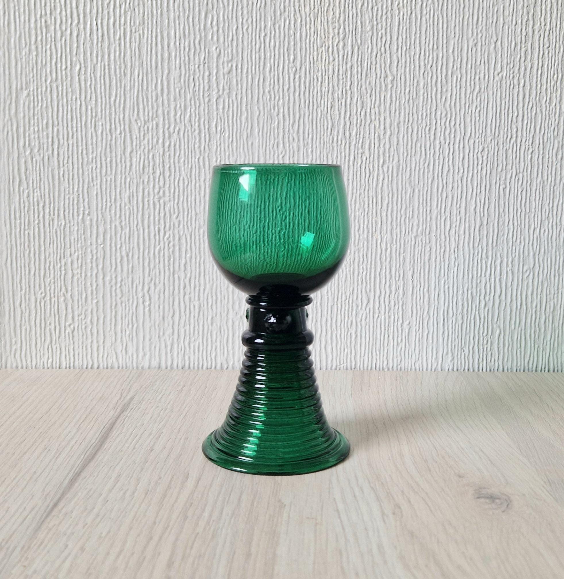 Early 19th Century English Lead Bristol Green Roemer Coiled Foot Wine Glass C.1830
