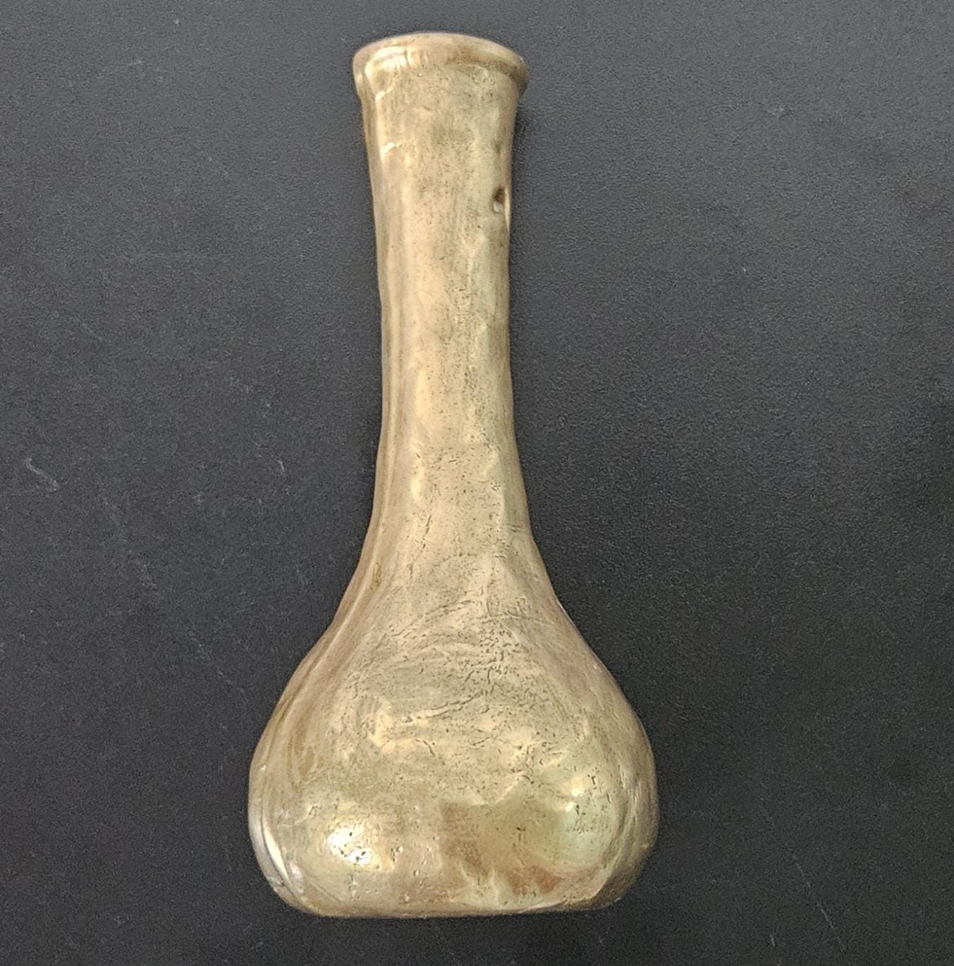 Midcentury Bronze Bud Vase Brutalist 15cm Tall. Vintage Minimalist Bronze Vase Heavy