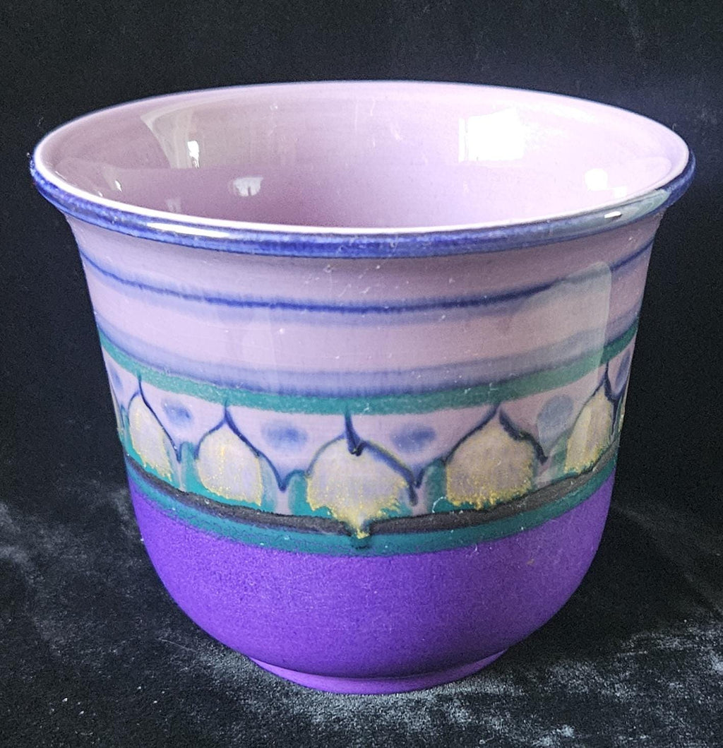 MidCentury Small Ceramic Planter Purples Flora Gouda Holland hand decorated Lila design 60's