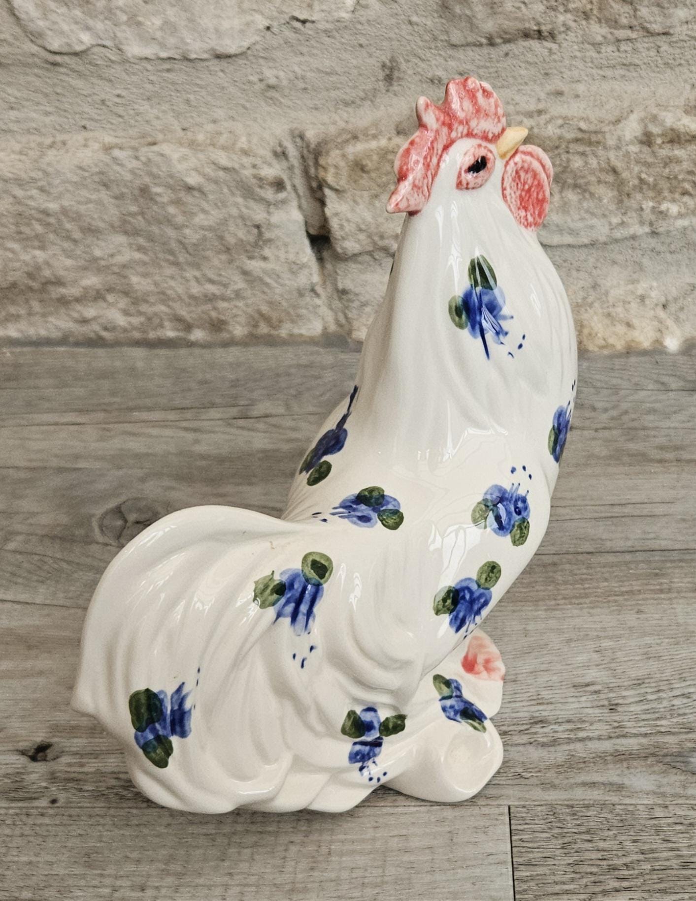Vintage Large Rooster Chicken Hen Ornament Porcelain 20cm Tall X 19cm Long