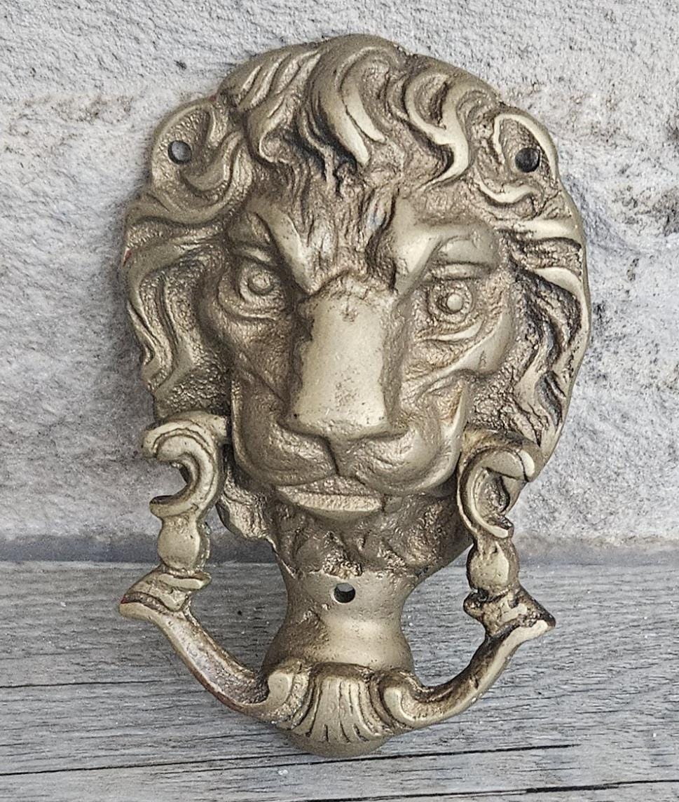 Vintage Brass Lions Head Door Knocker 11.5cm X 7cm