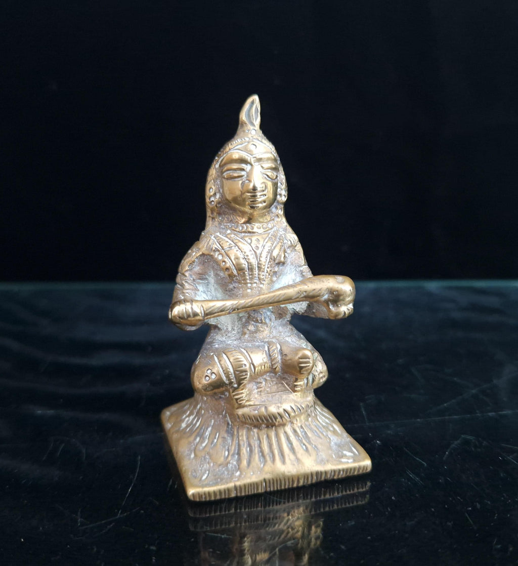 Antique 19th C. Small Bronze Annapurna Hindu Goddess Statue