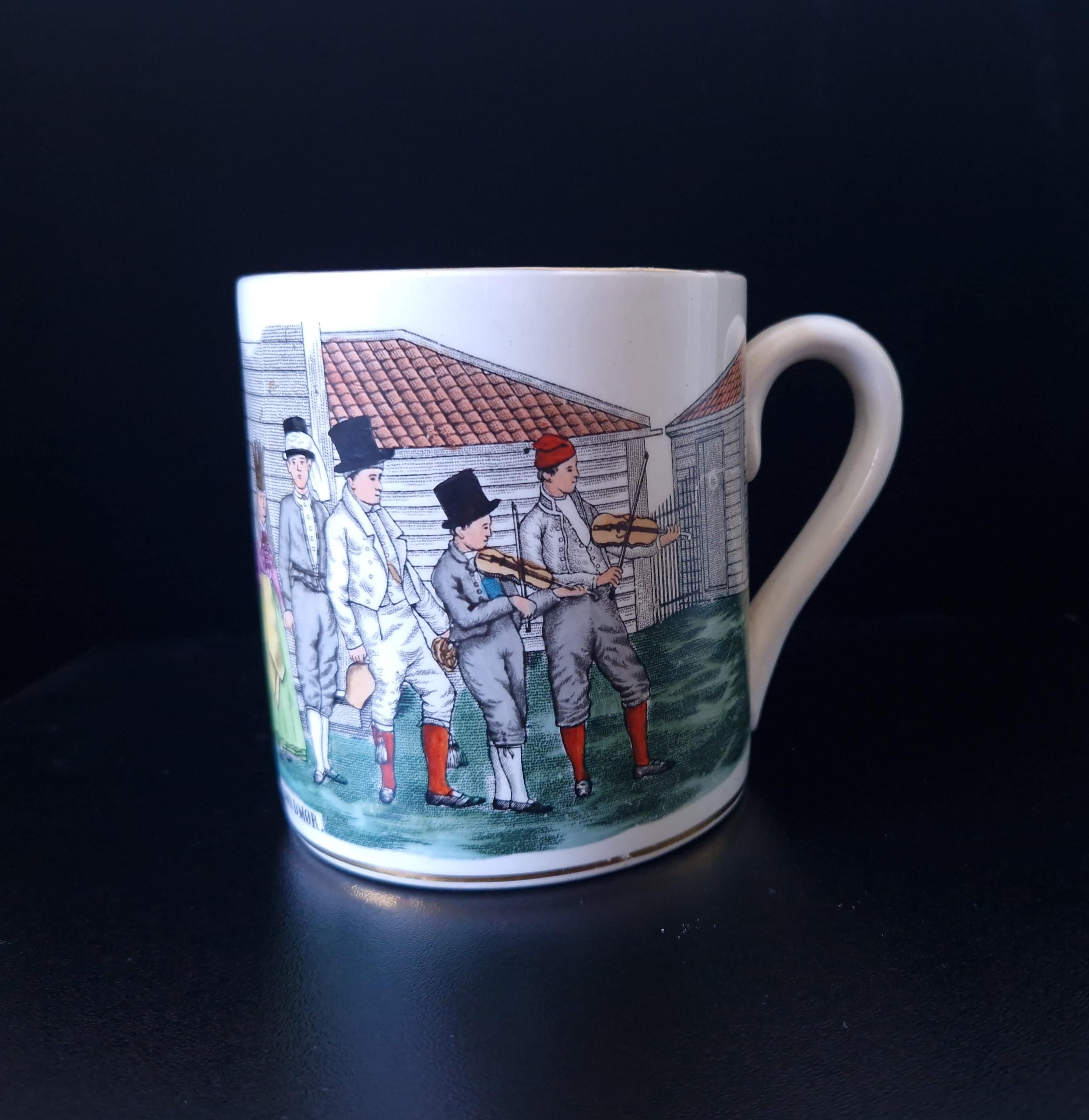 Egersunds Fayancefabrik "Brudefølge Fra Sondmor" Norwegian Antique Ceramic Tankard Mug