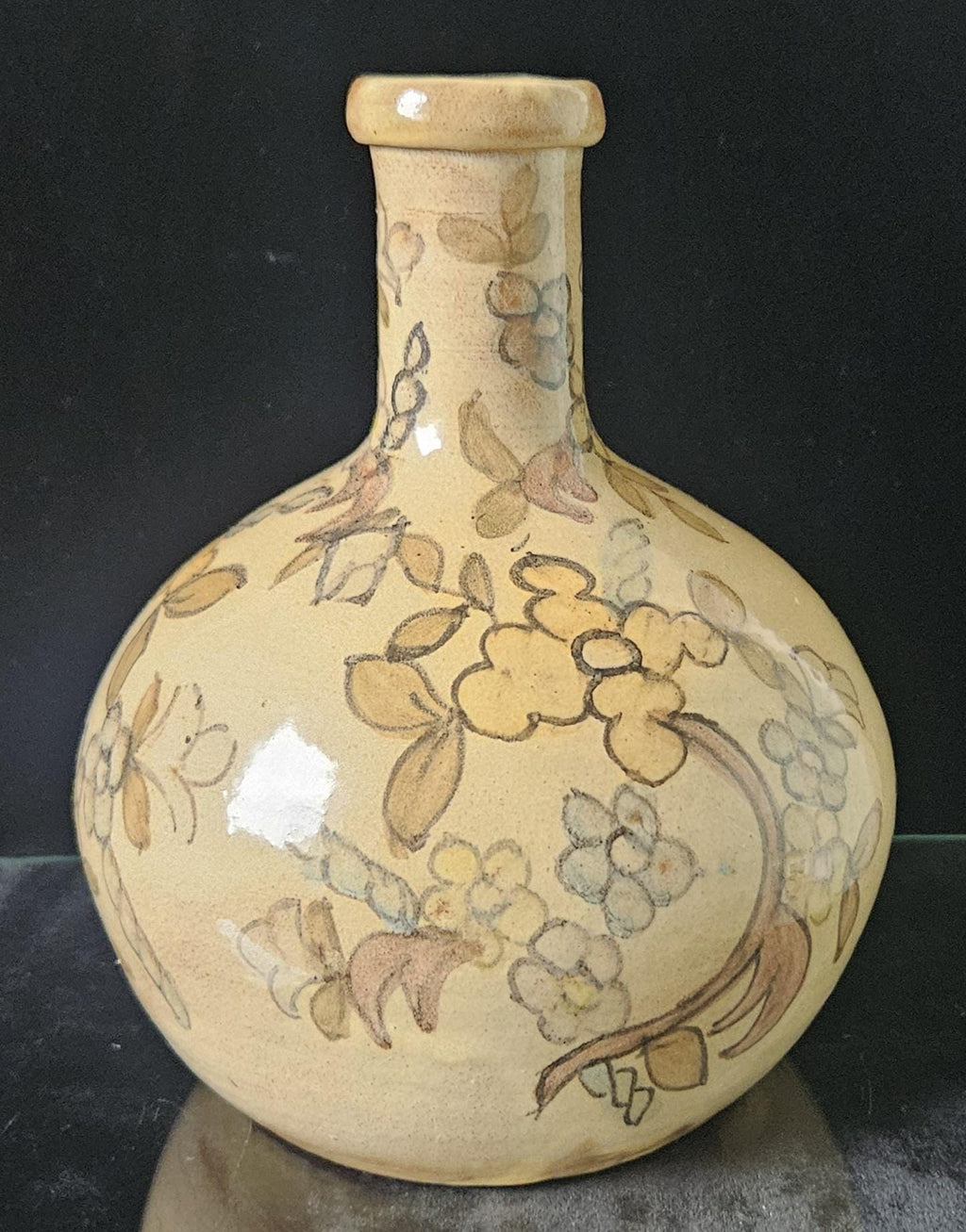 Vintage Handpainted Portugese Floral Vase, Algarve Pottery