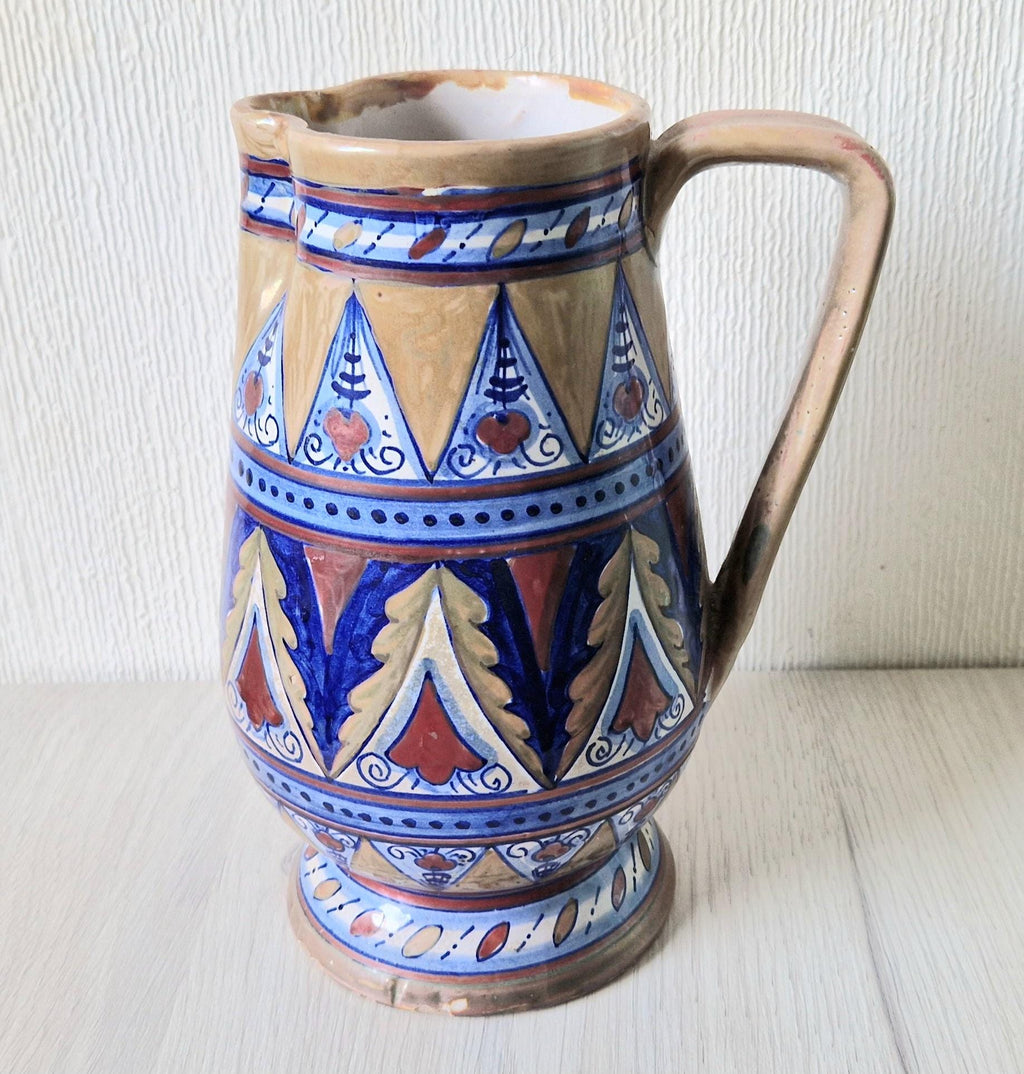 Art Deco Alberto Rubboli Italian Majolica Pitcher Jug Gualdo Tadino Italy Antique 1920