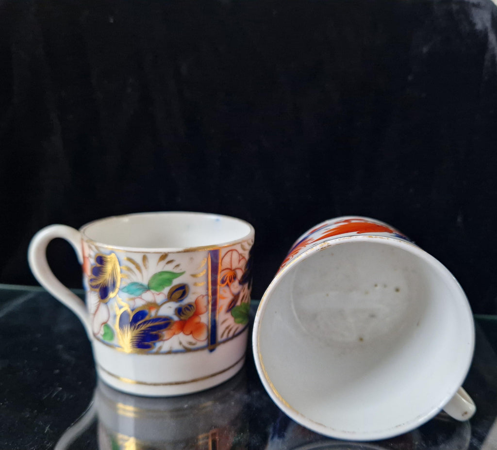 Two Antique 19th Century Small Imari Pattern English China Cups