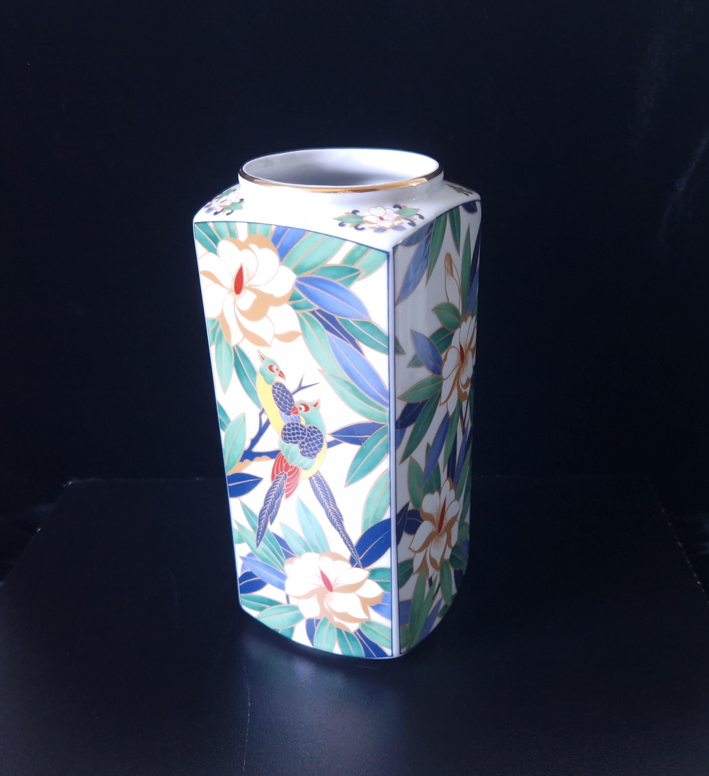 Vintage Takahashi Midcentury Tropicale Parrots Hand Painted Vase San Francisco