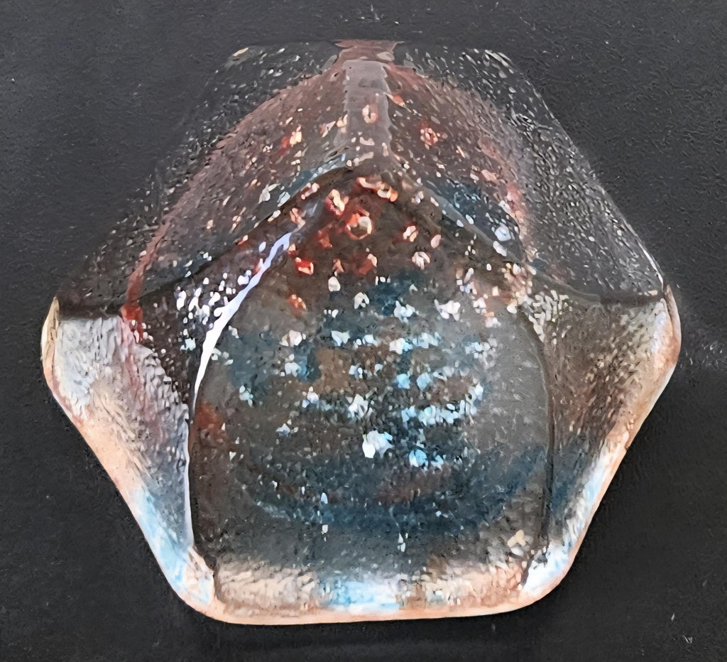 Caithness Rox Paperweight Artisan Scottish Art Glass Iceberg Sculpted Swirled UNSIGNED blue red .