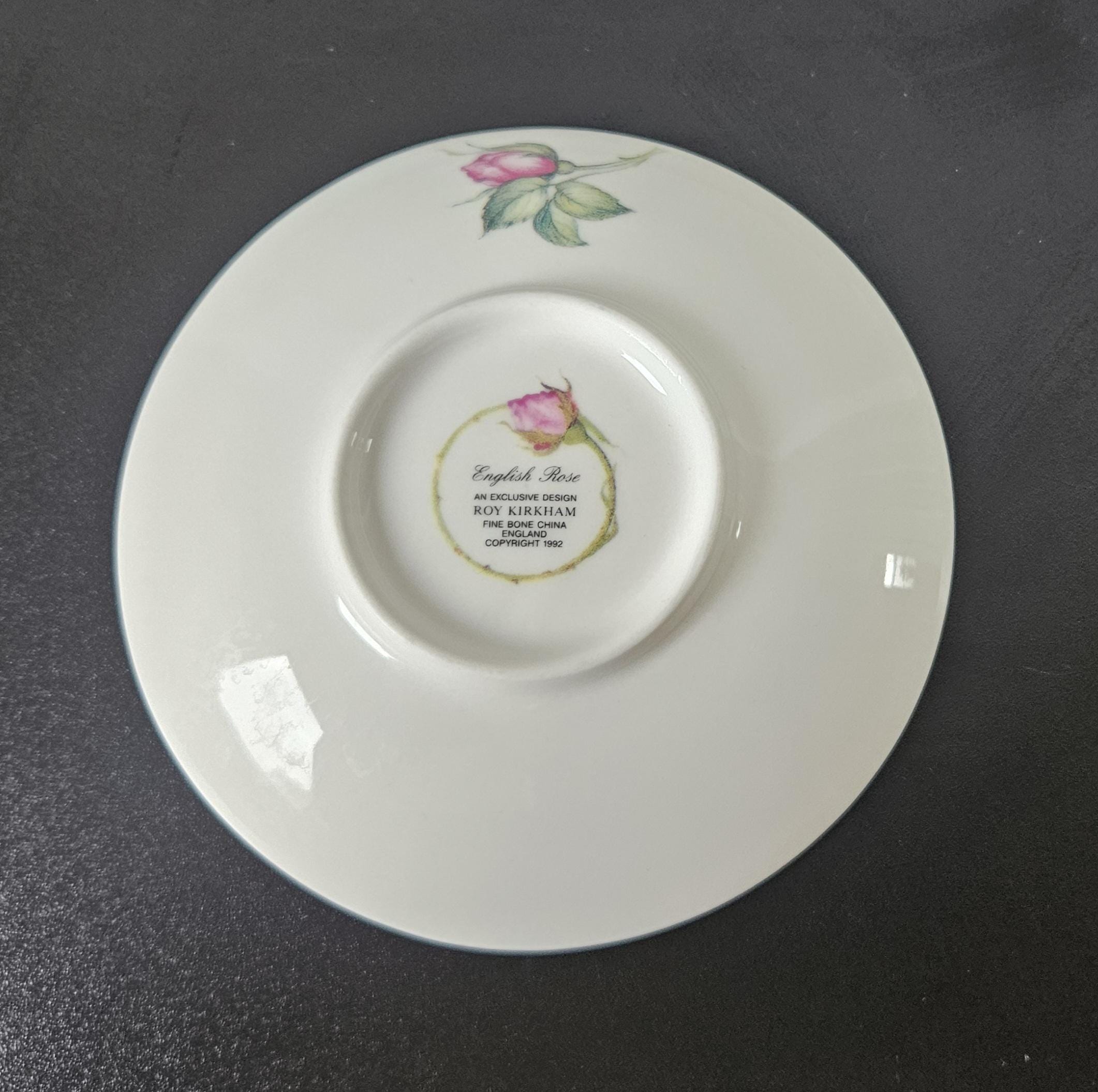 Vintage Round Large Soap Dish English Rose Fine Bone China England 1992 Roy Kirkham Approx 14cm Diameter