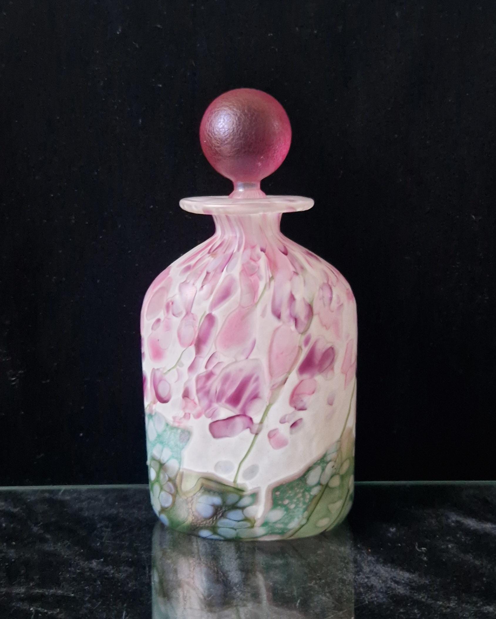 Vintage Isle Of White Glass Perfume Bottle, Lilac Flower Garden, Michael & Elizabeth Harris