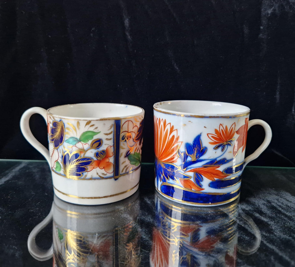 Two Antique 19th Century Small Imari Pattern English China Cups