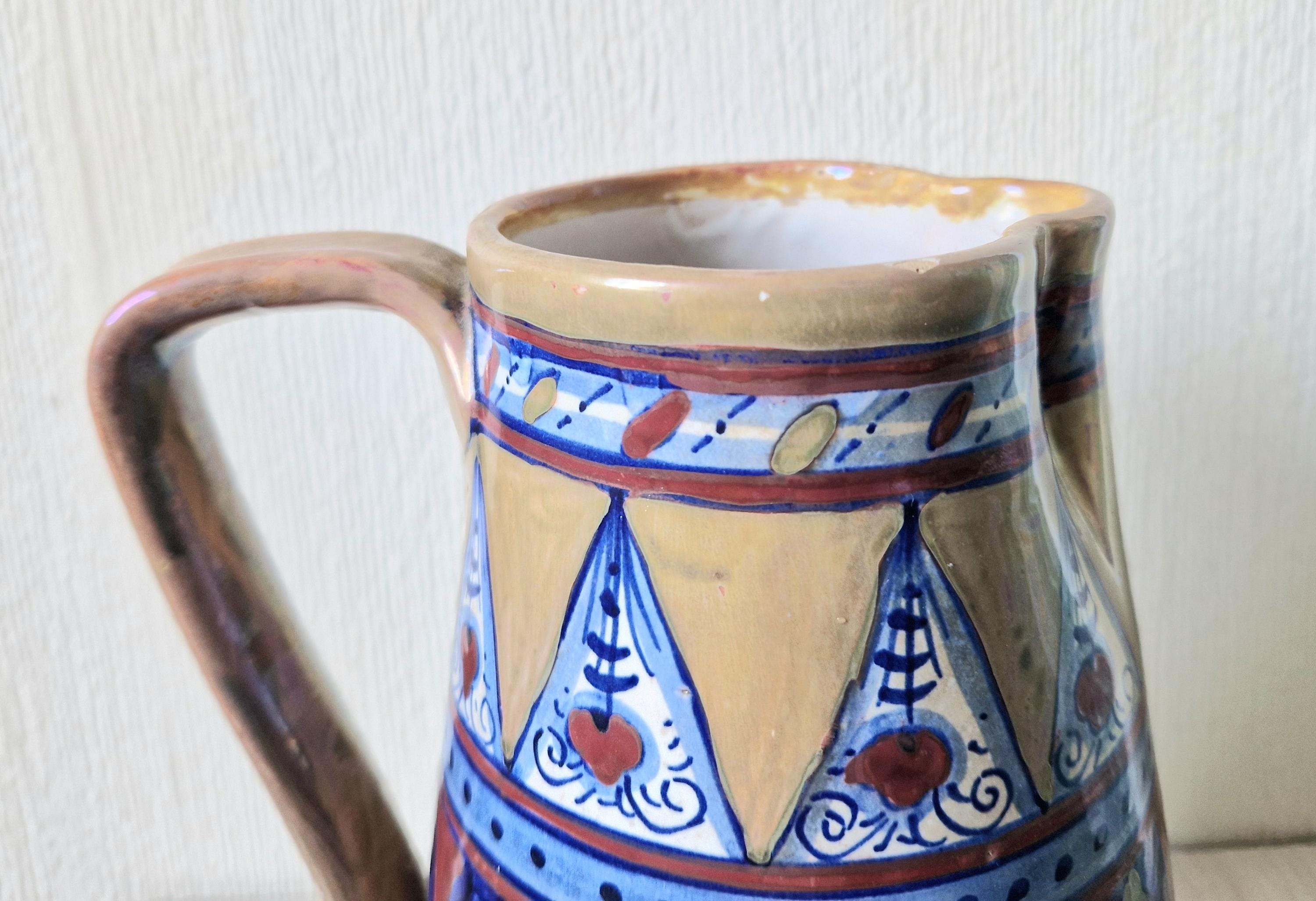 Art Deco Alberto Rubboli Italian Majolica Pitcher Jug Gualdo Tadino Italy Antique 1920