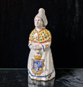 Vintage Faience Earthenware French Rouen 'Mer Sur Mer' Lady Ceramic Table Bell