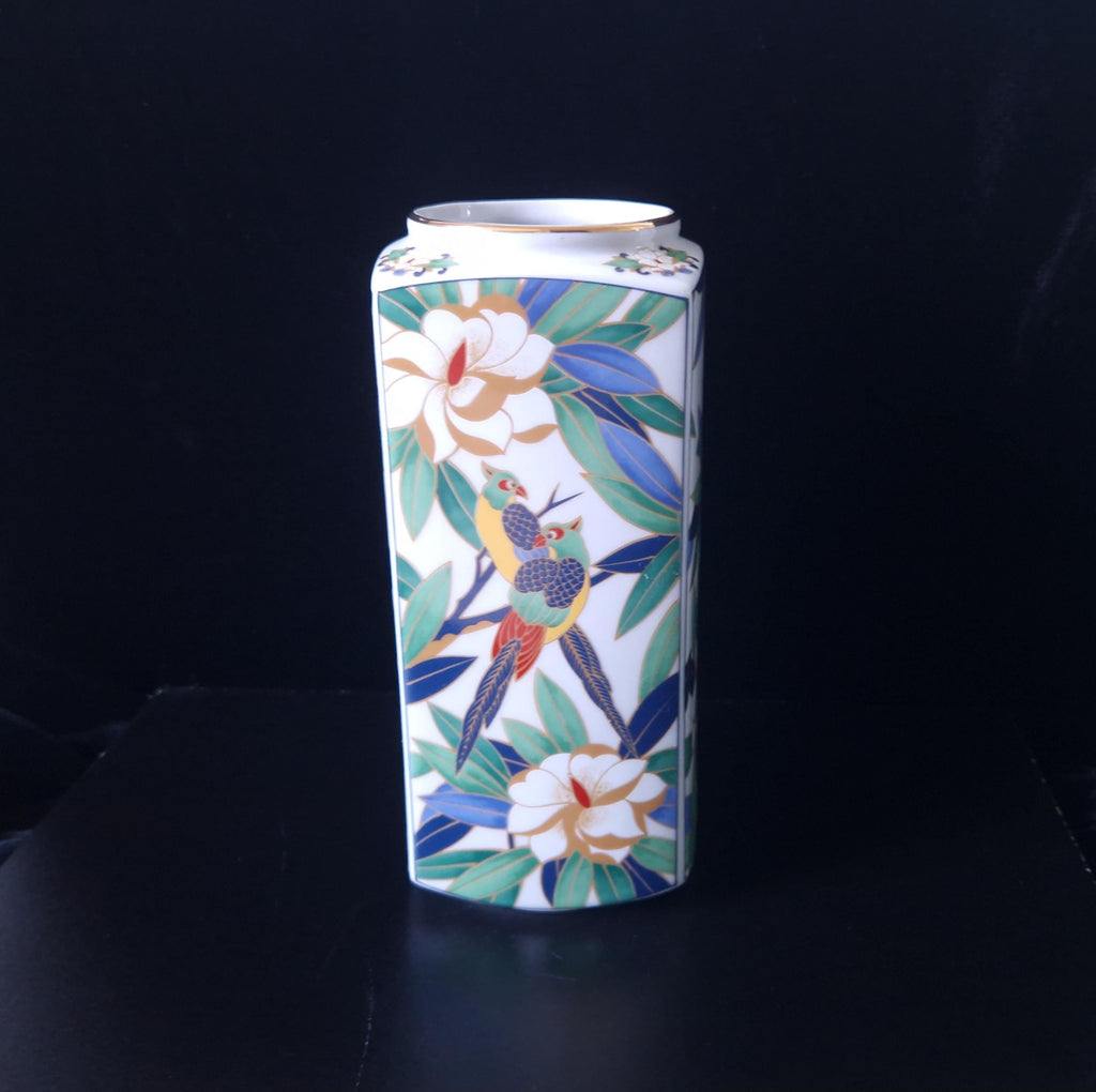 Vintage Takahashi Midcentury Tropicale Parrots Hand Painted Vase San Francisco