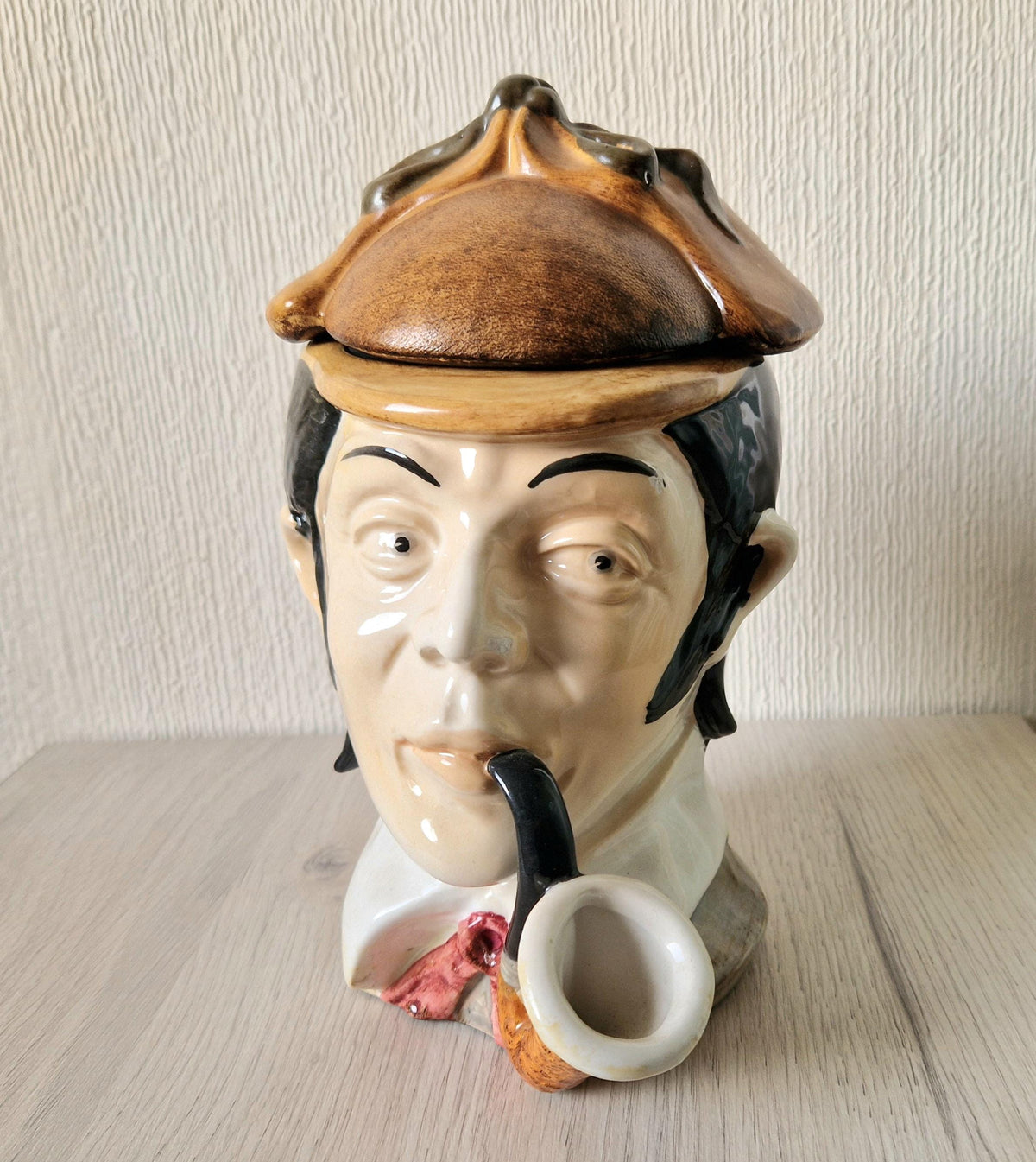 Rare Vintage Sherlock Holmes Figural Ceramic Tobacco/Cookie Jar 23cm