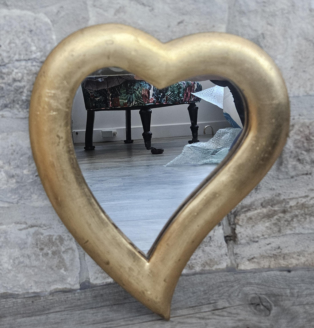 Vintage Gold Framed Heart Wall Mirror 31cm X 27cm