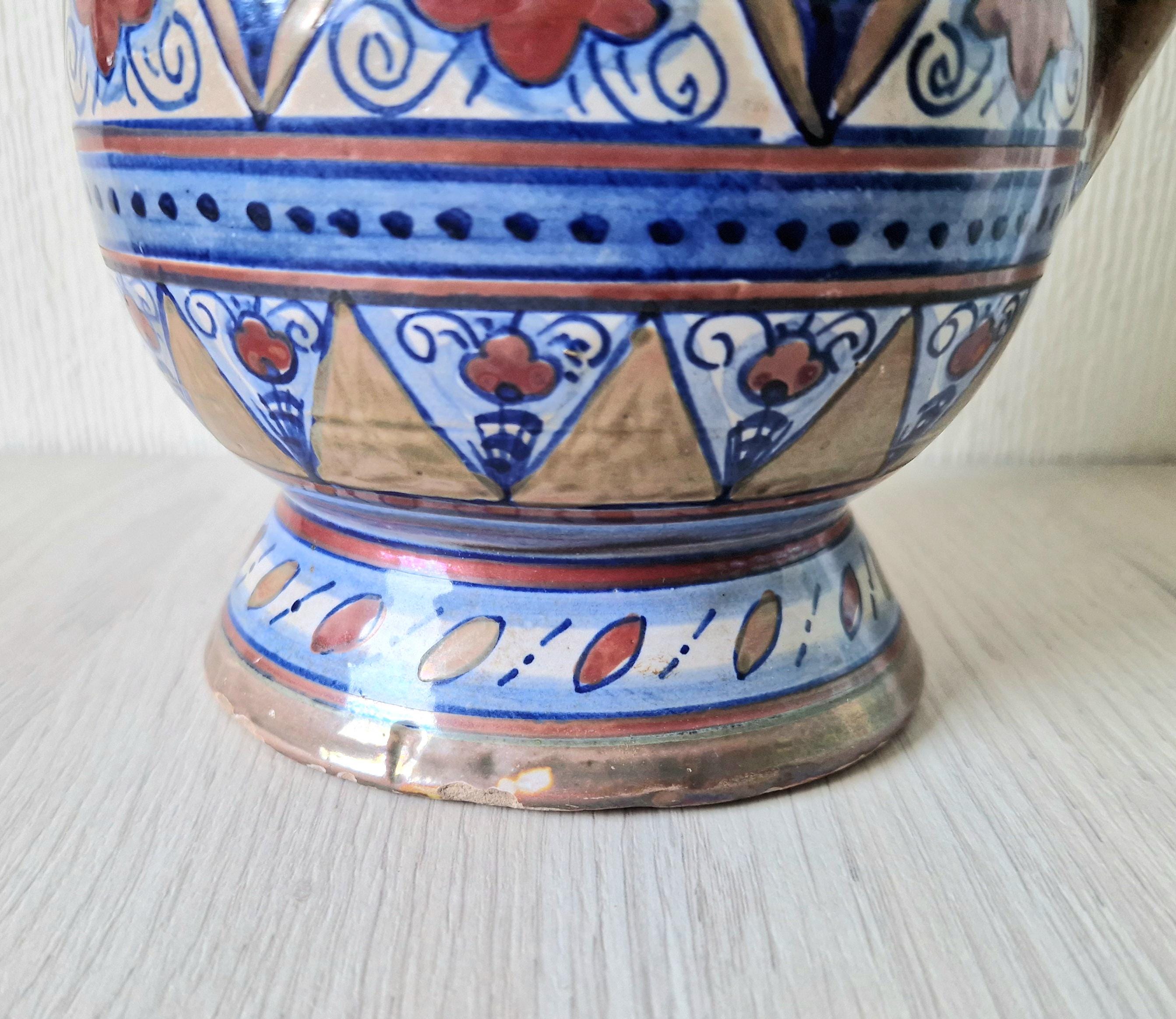 Art Deco Alberto Rubboli Italian Majolica Pitcher Jug Gualdo Tadino Italy Antique 1920