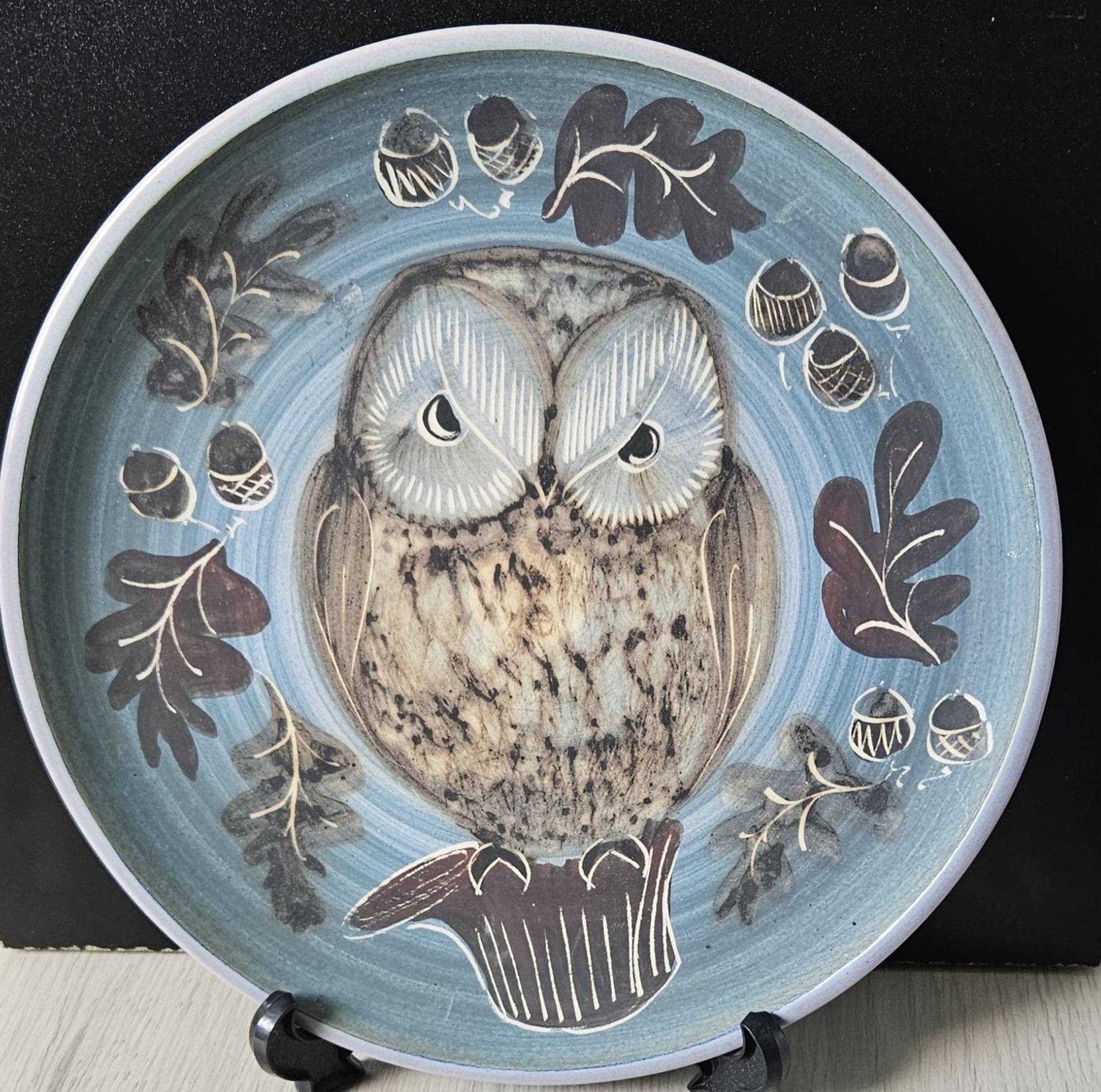 Vintage Decorative Handmade Owl Plate Wimborne Pottery Made in England Owl Gift 24cm Diameter
